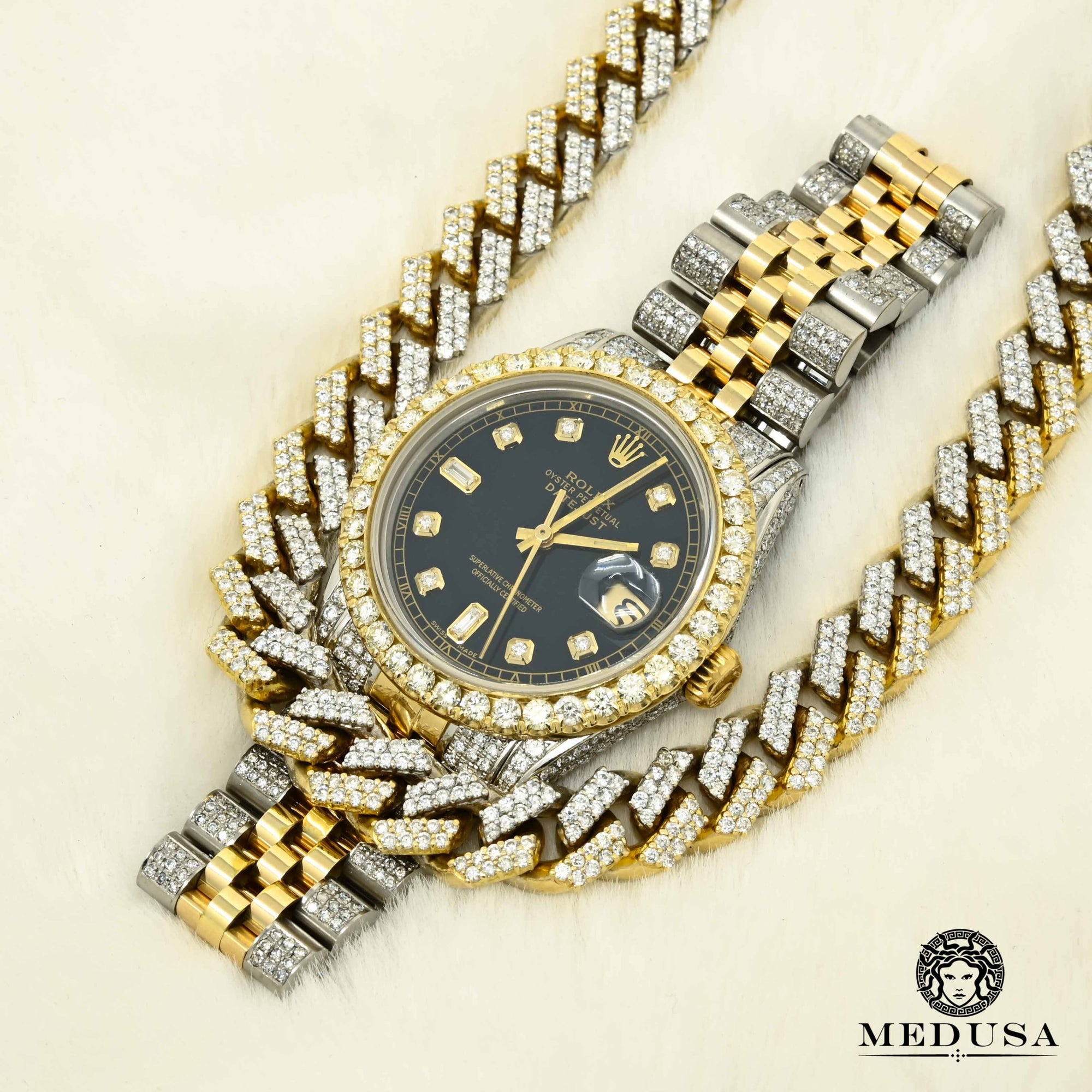 Rolex watch | Rolex Datejust Men&#39;s Watch 36mm - Jubilee Iced Black Gold 2 Tones