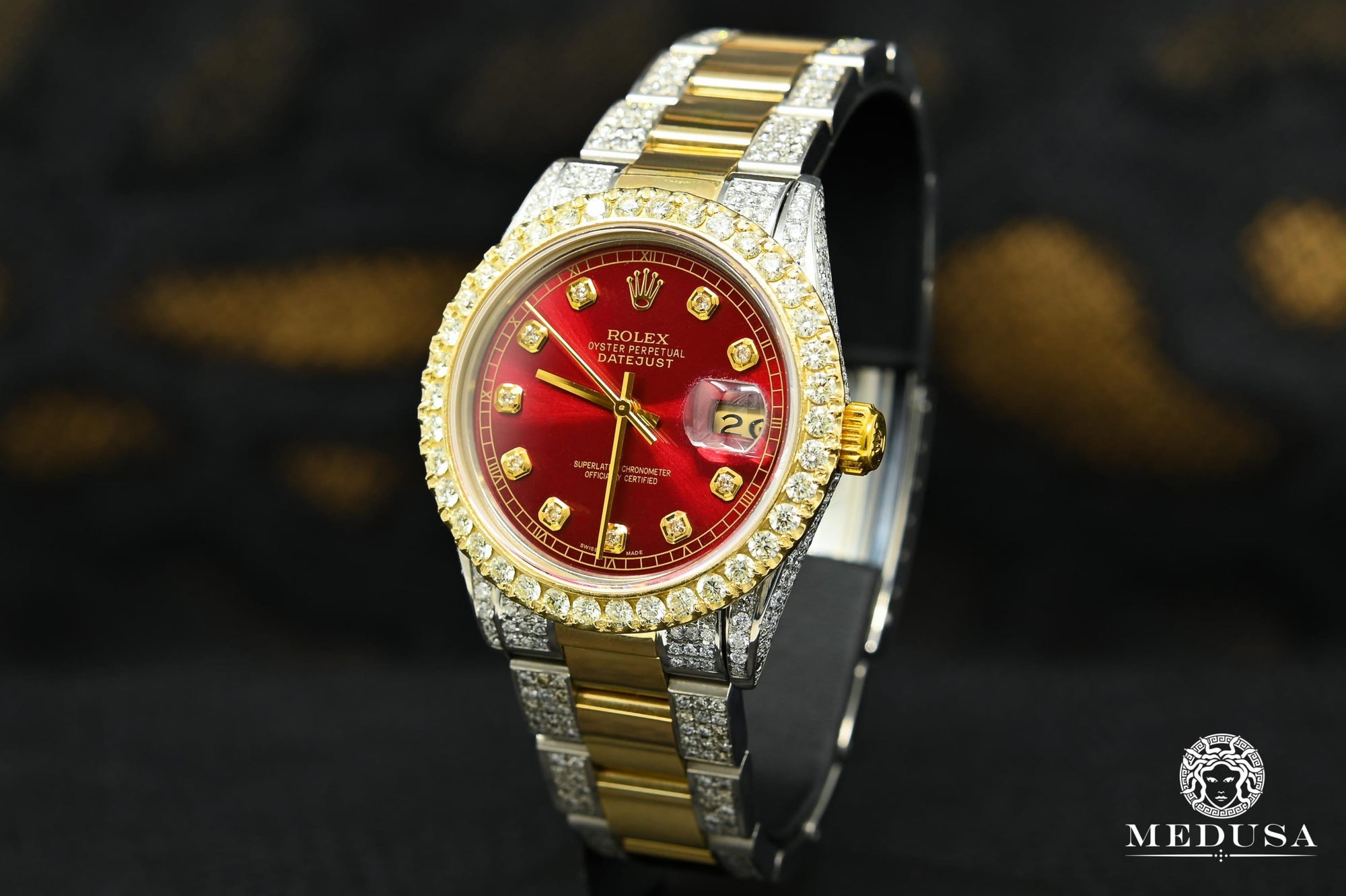 Montre Rolex | Montre Homme Rolex Datejust 36mm - Oyster Iced Red Or 2 Tons