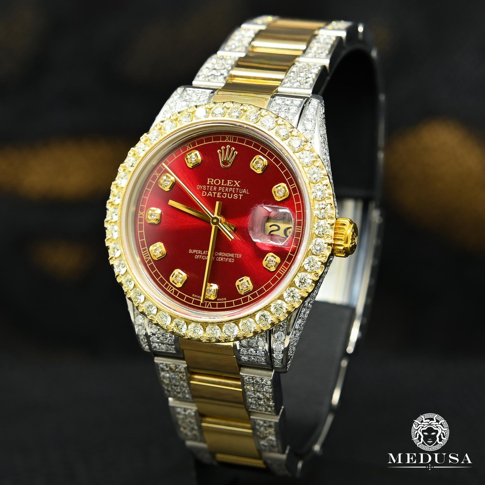 Rolex watch | Rolex Datejust Men's Watch 36mm - Oyster Iced Red Gold 2 Tones