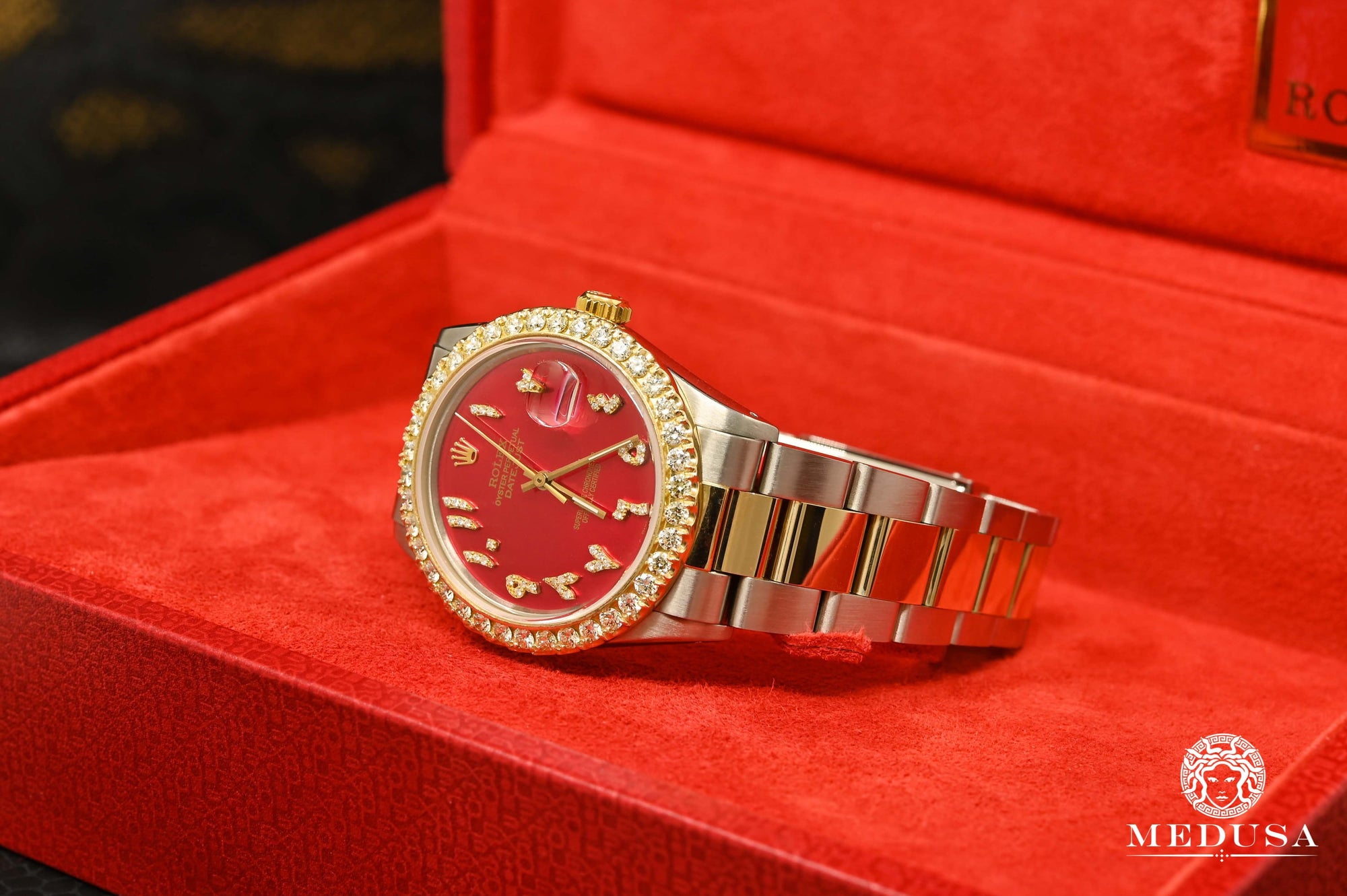 Montre Rolex | Montre Homme Rolex Datejust 36mm - Red Arabic Or 2 Tons
