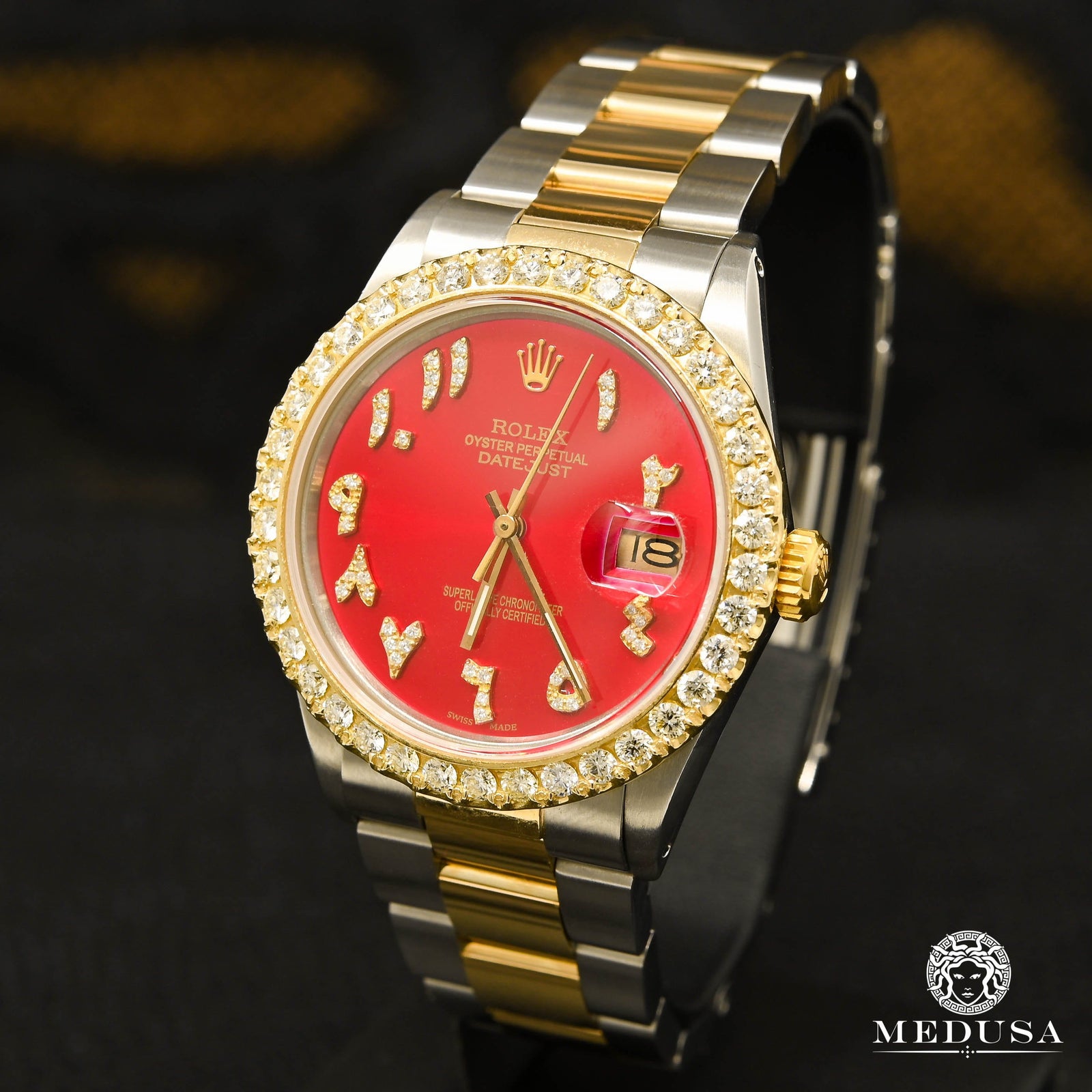 Rolex watch | Rolex Datejust 36mm Men's Watch - Red Arabic Gold 2 Tones