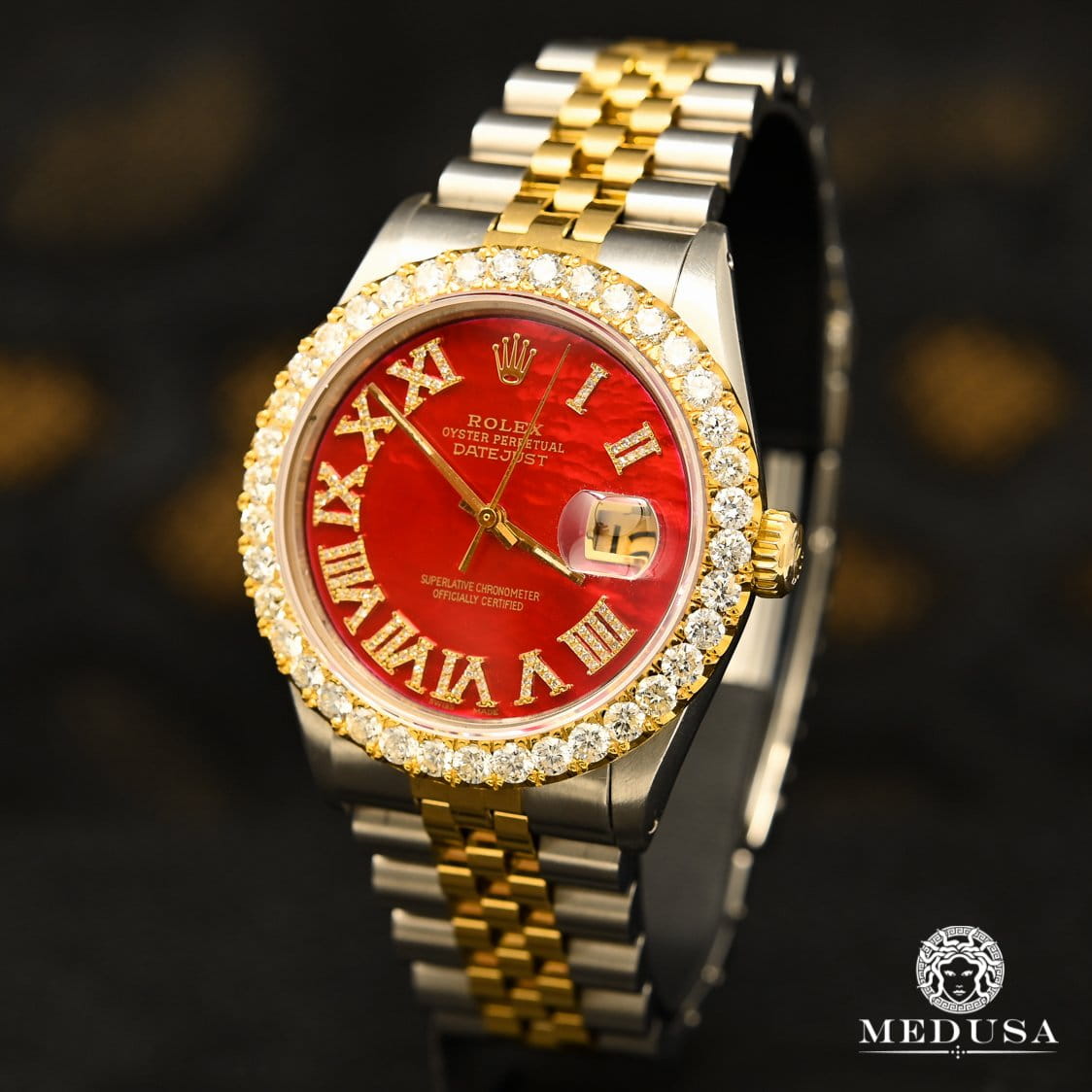 Rolex watch | Rolex Datejust Men's Watch 36mm - Red ''Mother of Pearl'' Gold 2 Tones