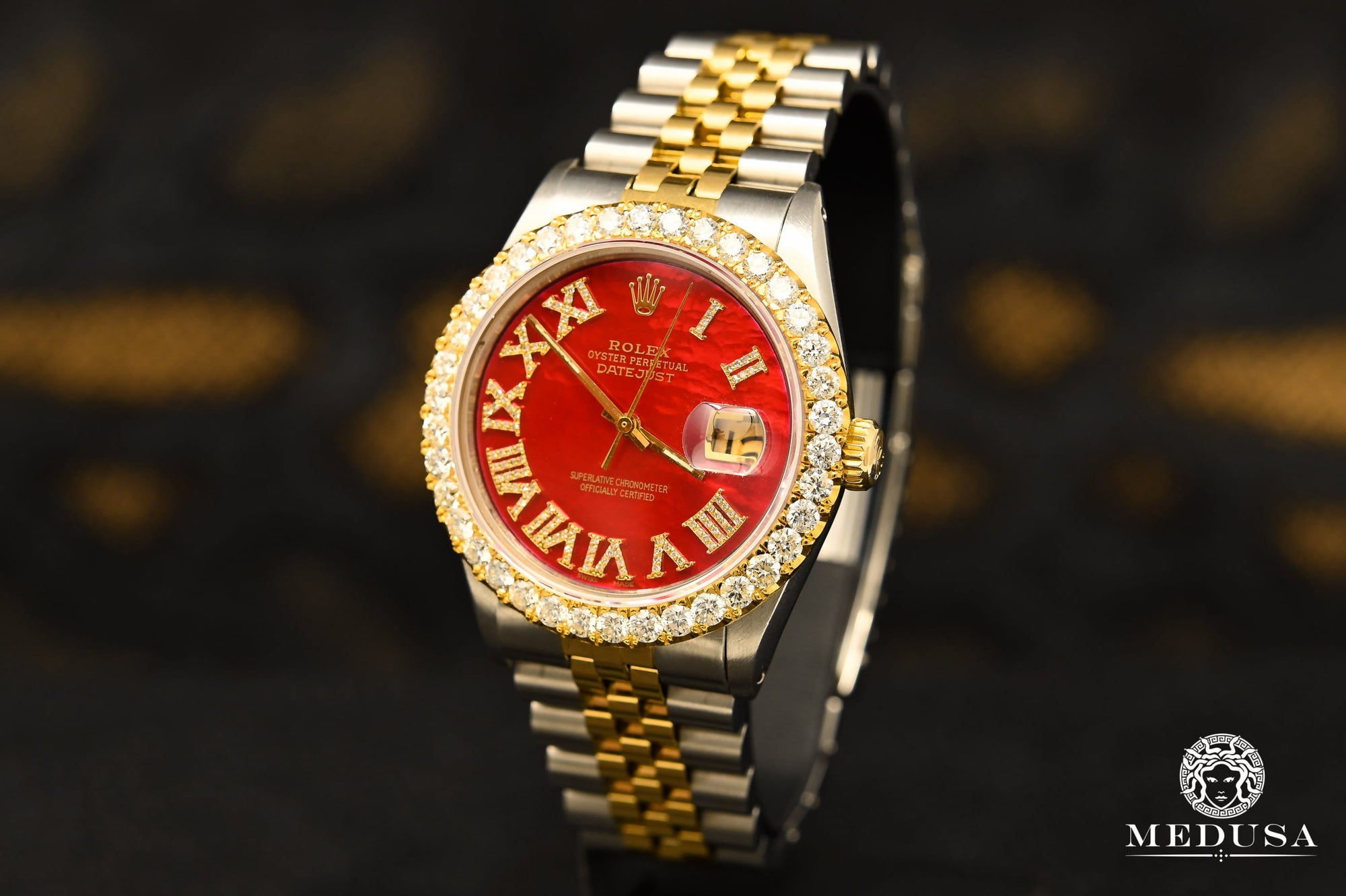 Rolex watch | Rolex Datejust Men&#39;s Watch 36mm - Red &#39;&#39;Mother of Pearl&#39;&#39; Gold 2 Tones