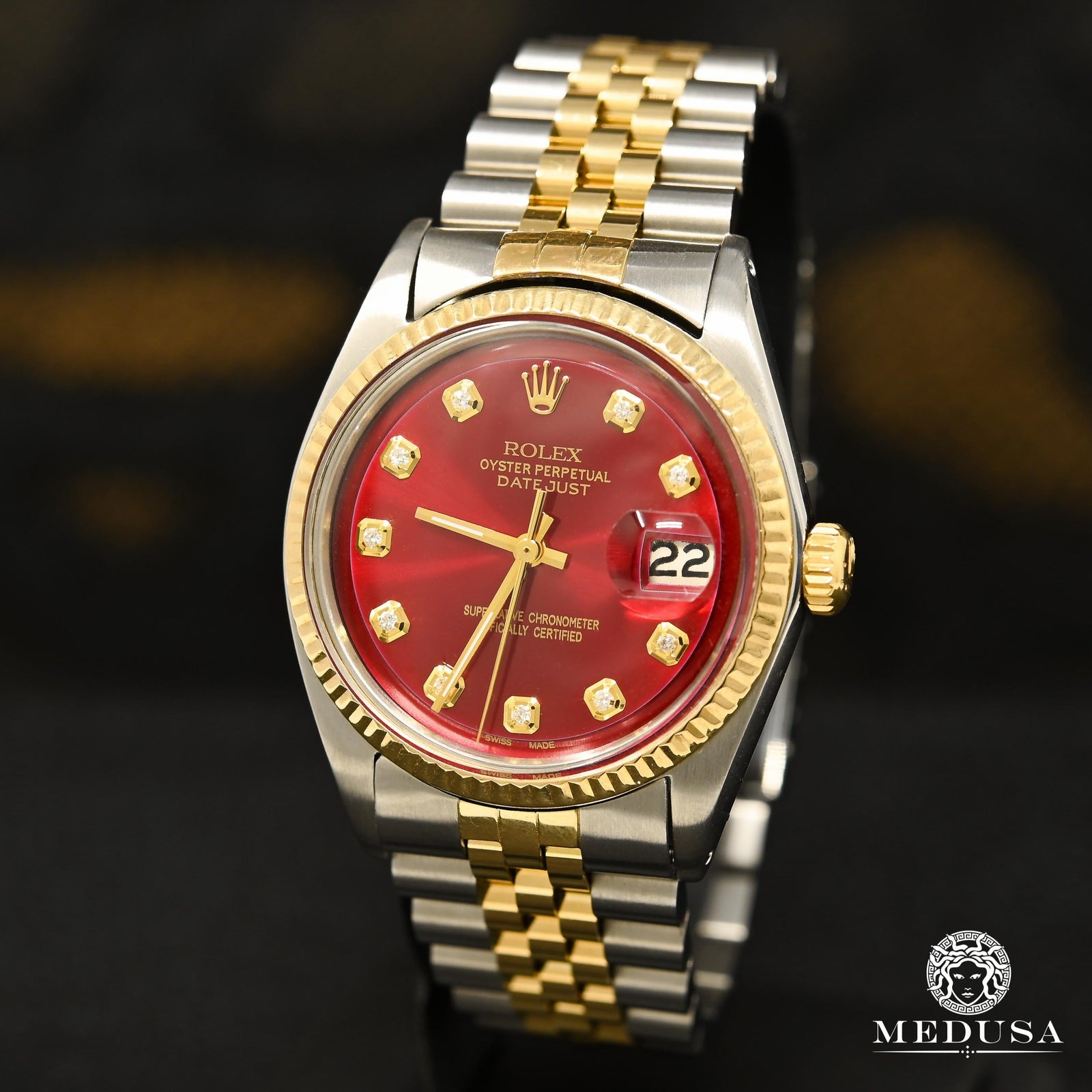 Montre Rolex | Montre Homme Rolex Datejust 36mm - Red Vintage Or 2 Tons