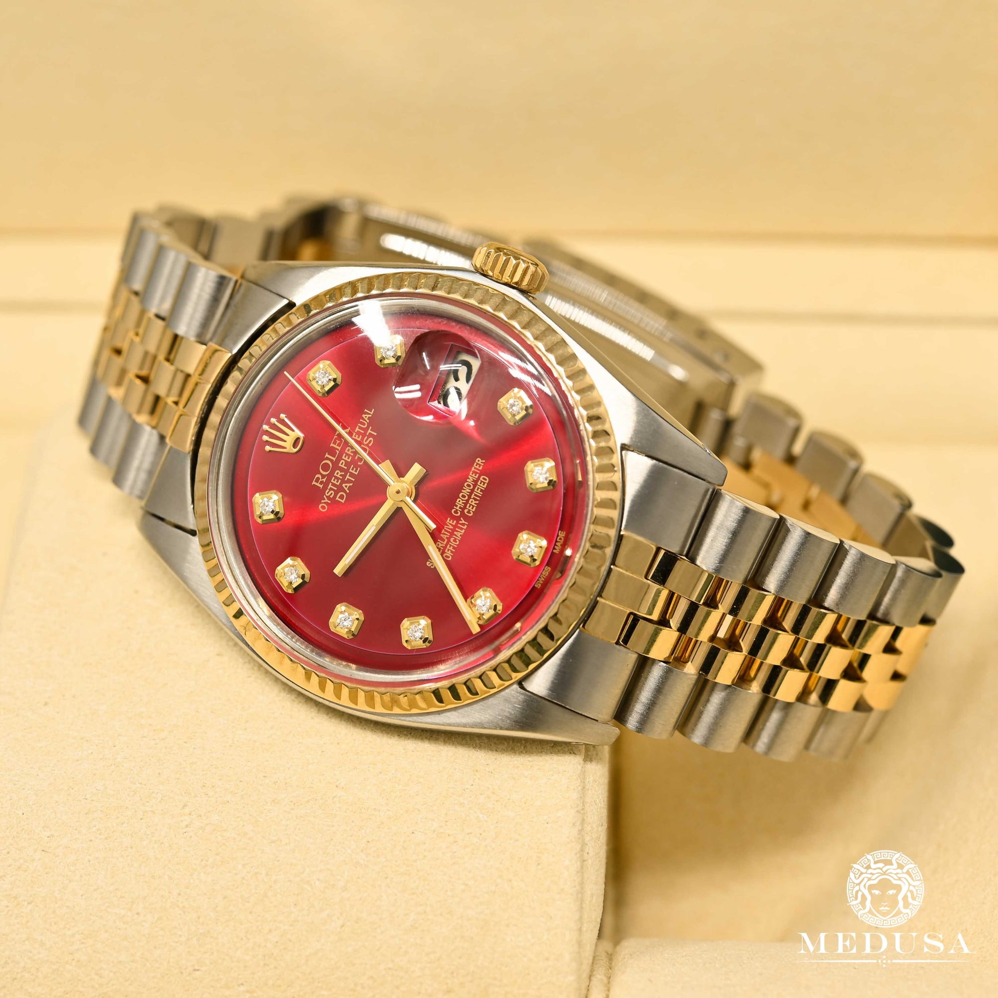 Montre Rolex | Montre Homme Rolex Datejust 36mm - Red Vintage Or 2 Tons