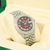 Montre Rolex | Montre Homme Rolex Datejust 36mm - Red Wine Iced Out Stainless