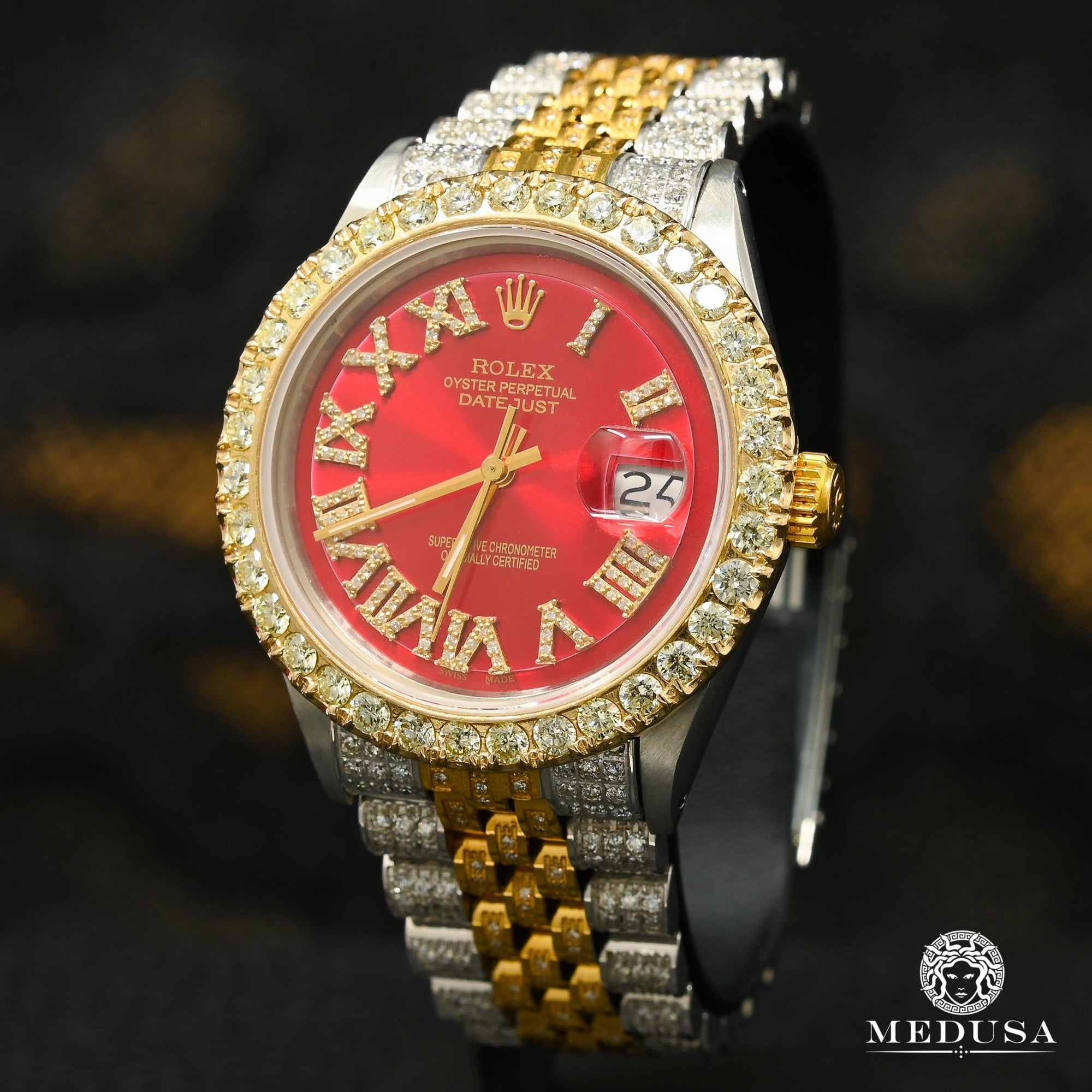Rolex watch | Rolex Datejust Men's Watch 36mm - Red Jubilee Iced Gold 2 Tones