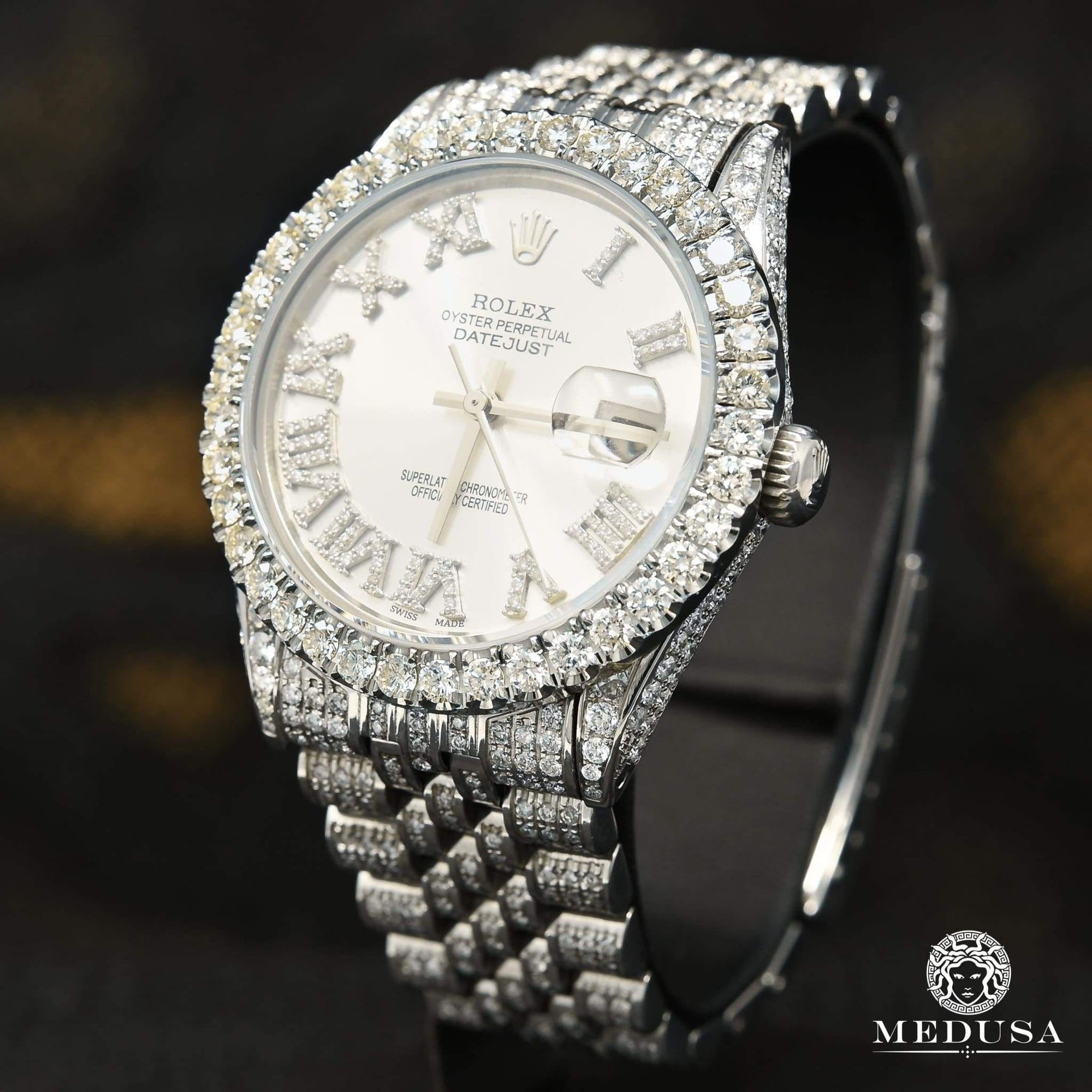 Rolex watch | Rolex Datejust 36mm Men's Watch - Silver Iced Out Stainless