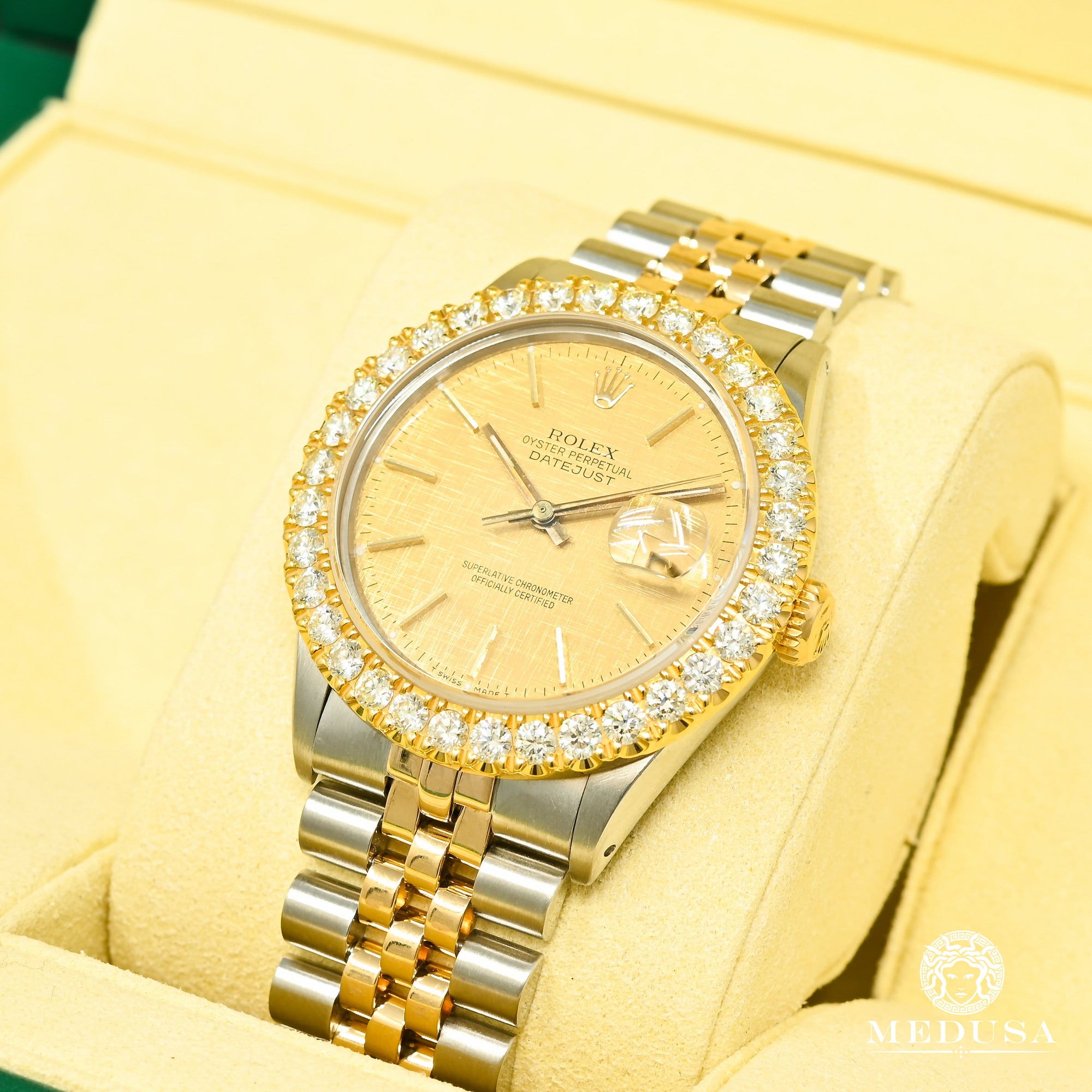 Montre Rolex | Montre Homme Rolex Datejust 36mm - Tapisserie Champagne Or 2 Tons