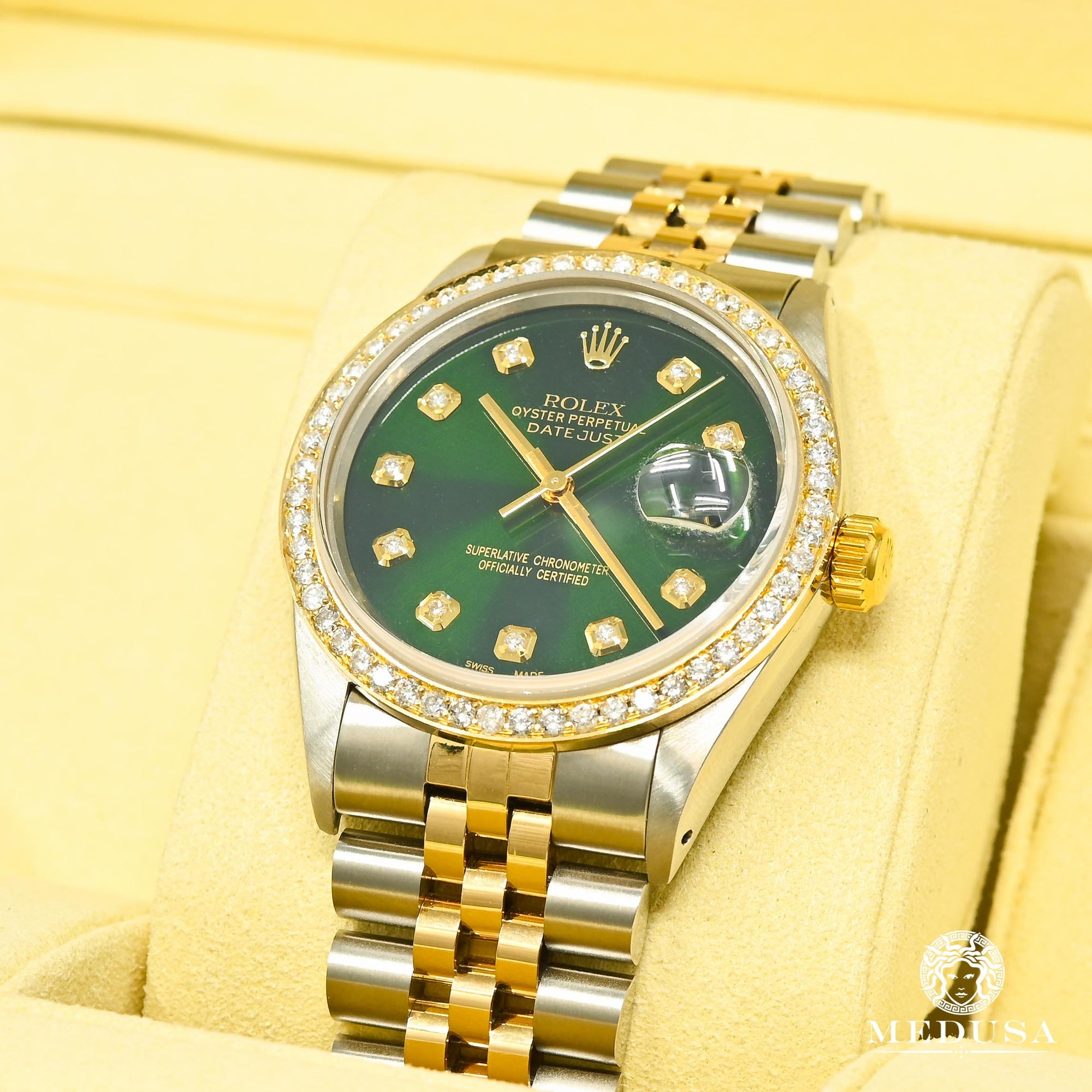 Montre Rolex | Montre Homme Rolex Datejust 36mm - Vert Jubilee 1.00CT Or 2 Tons