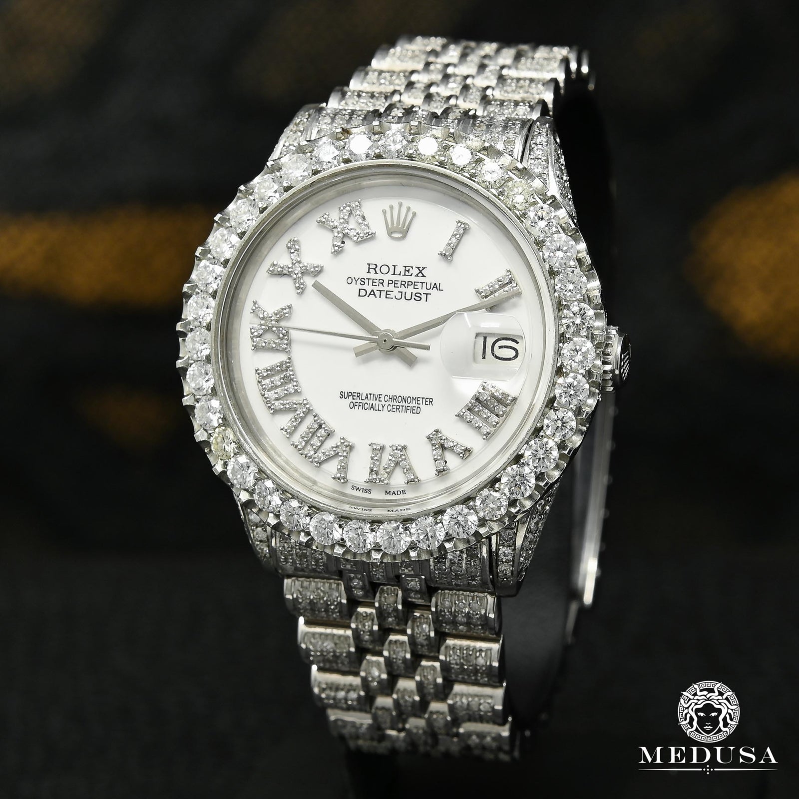 Rolex watch | Rolex Datejust 36mm Men's Watch - White Iced Out Stainless