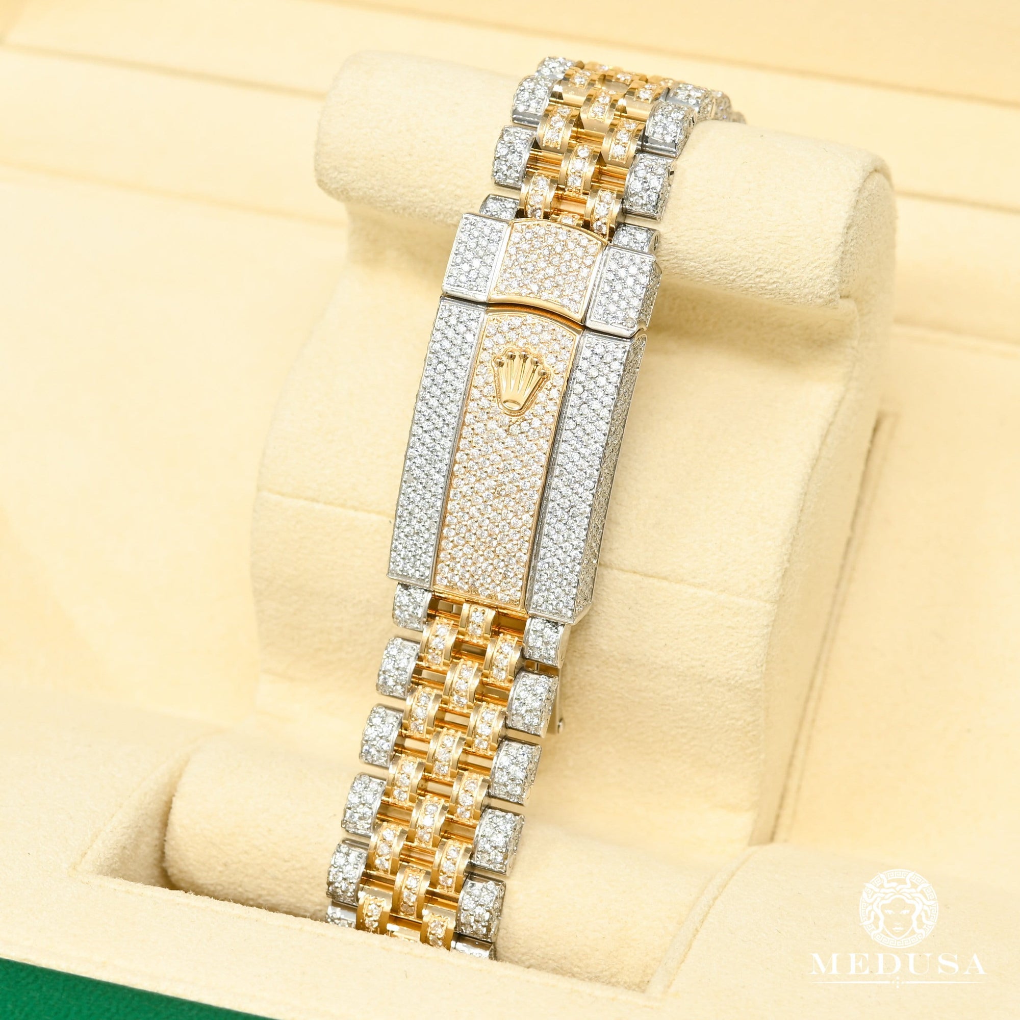 Montre Rolex | Montre Homme Rolex Datejust 41mm - 2 Tones Full Honeycomb Ruby Baguette Or 2 Tons