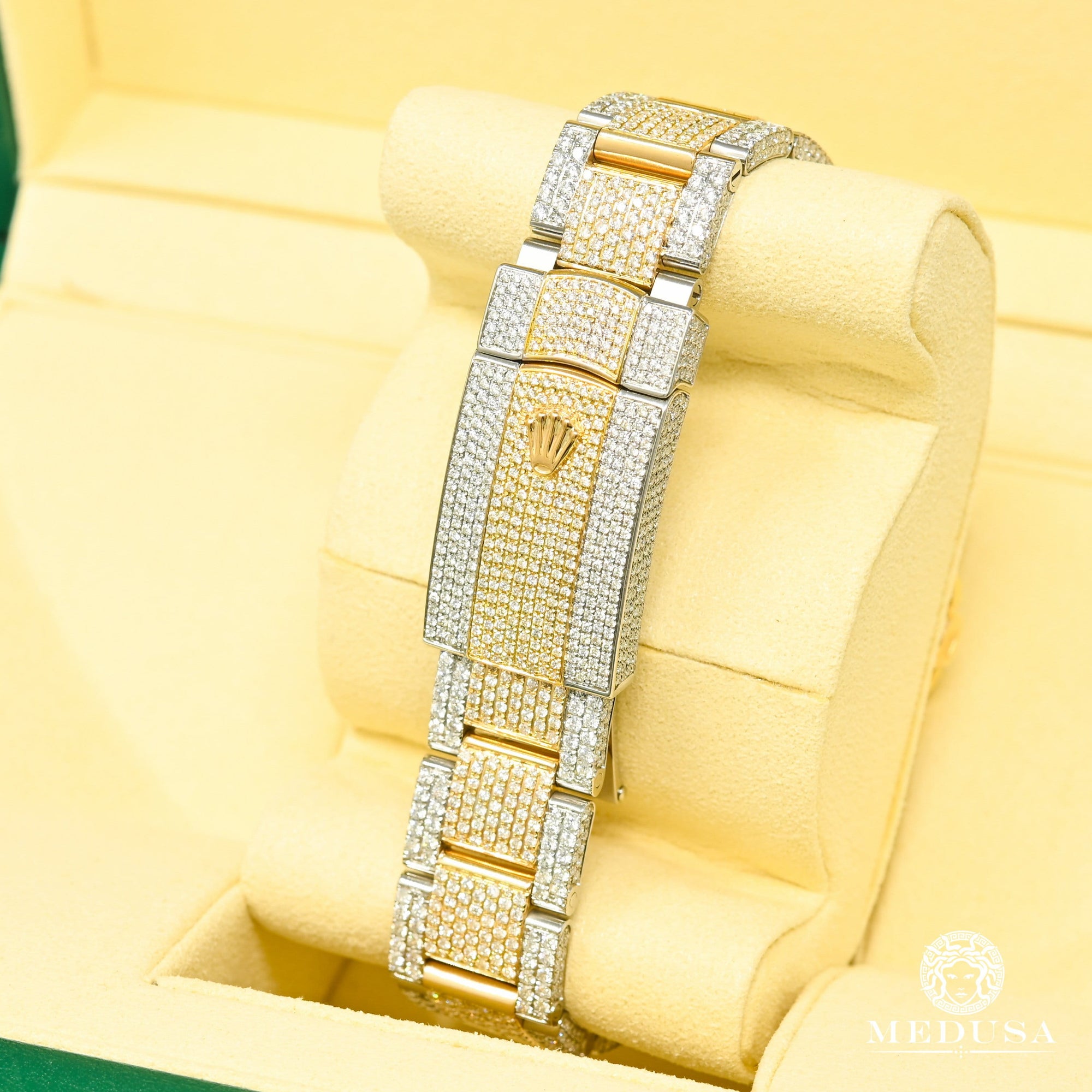 Montre Rolex | Montre Homme Rolex Datejust 41mm - Black 2 Tones Iced Or 2 Tons