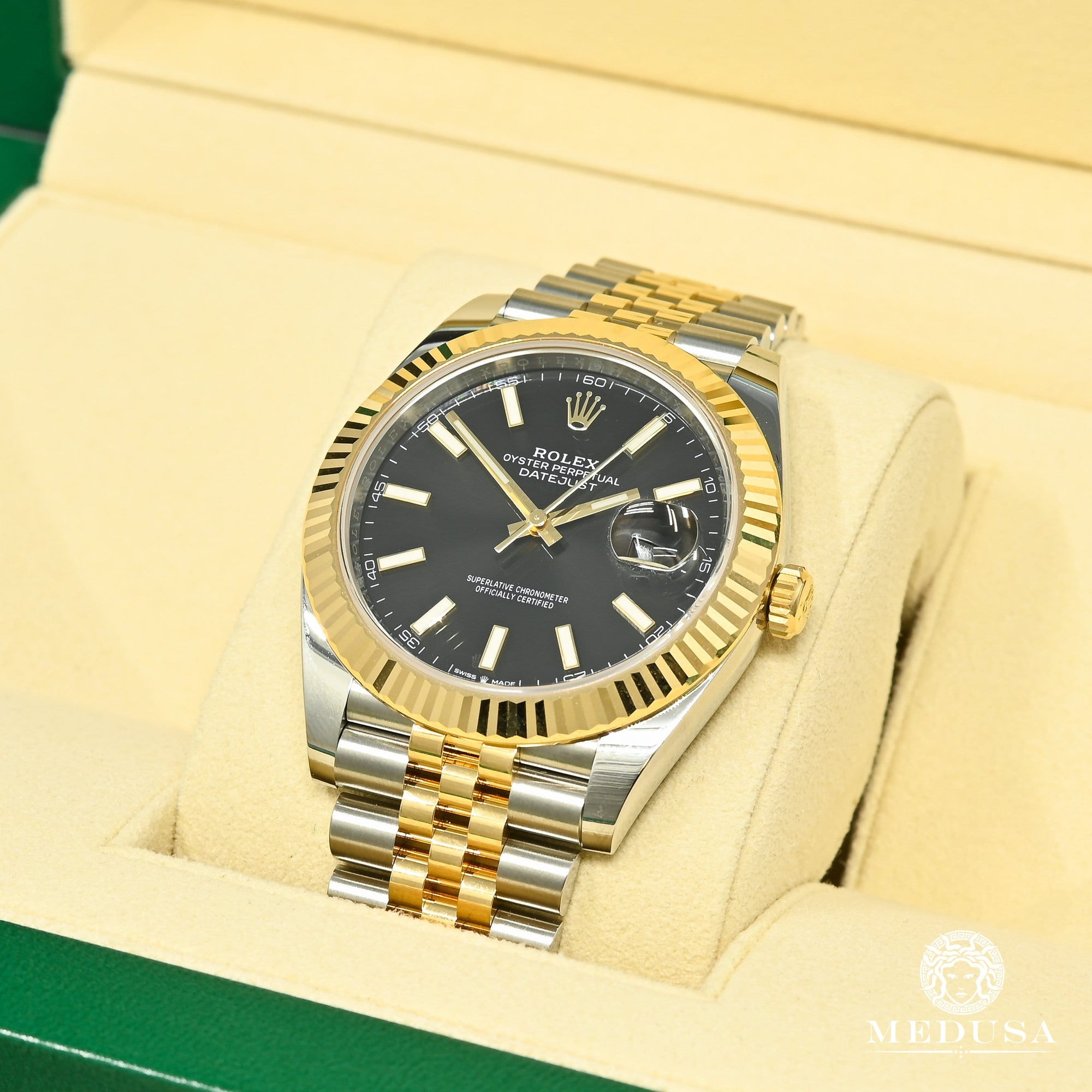 Montre Rolex | Montre Homme Rolex Datejust 41mm - Black Jubilee Fluted Or 2 Tons