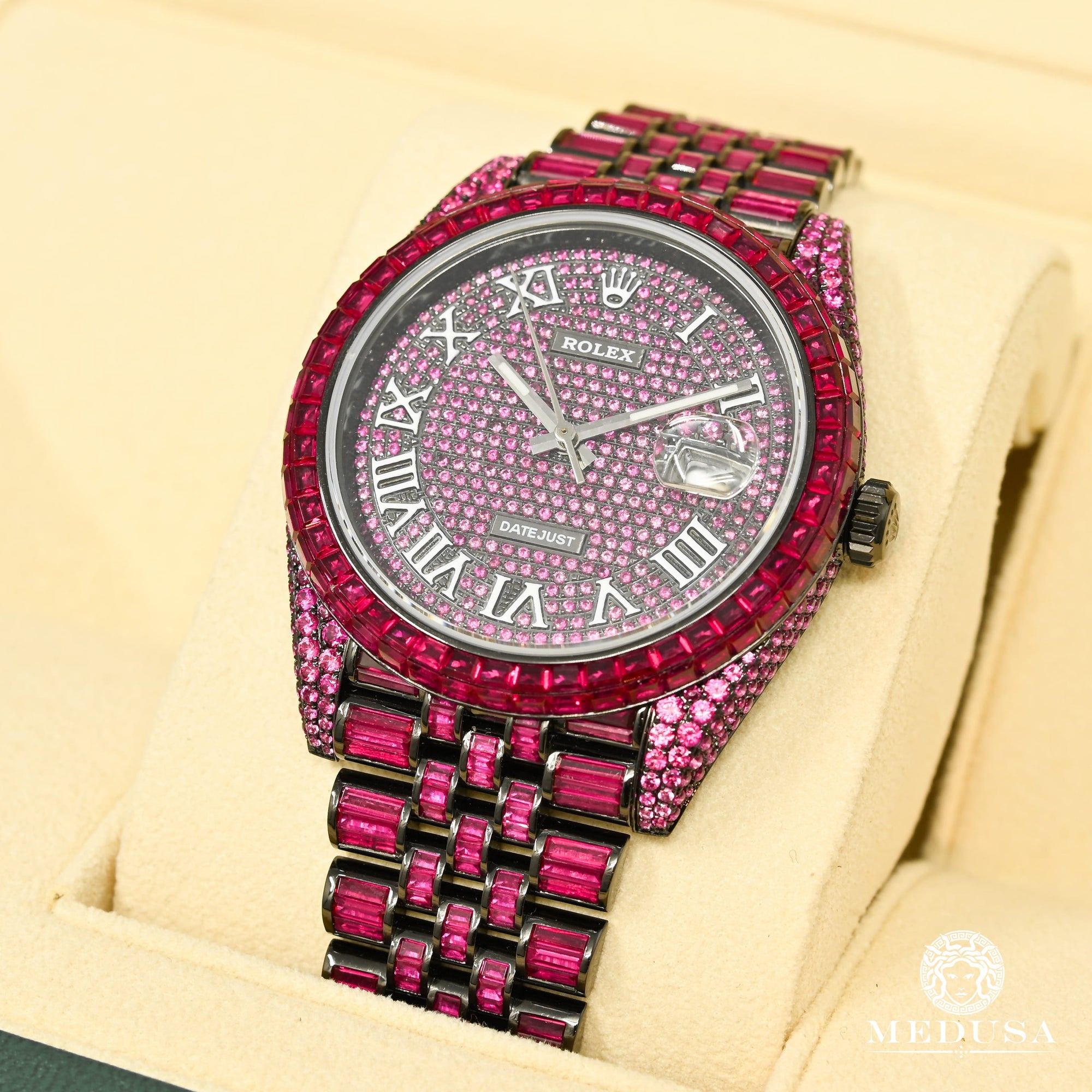 Montre Rolex | Montre Homme Rolex Datejust 41mm - Black &amp; Red Ruby Or Noir