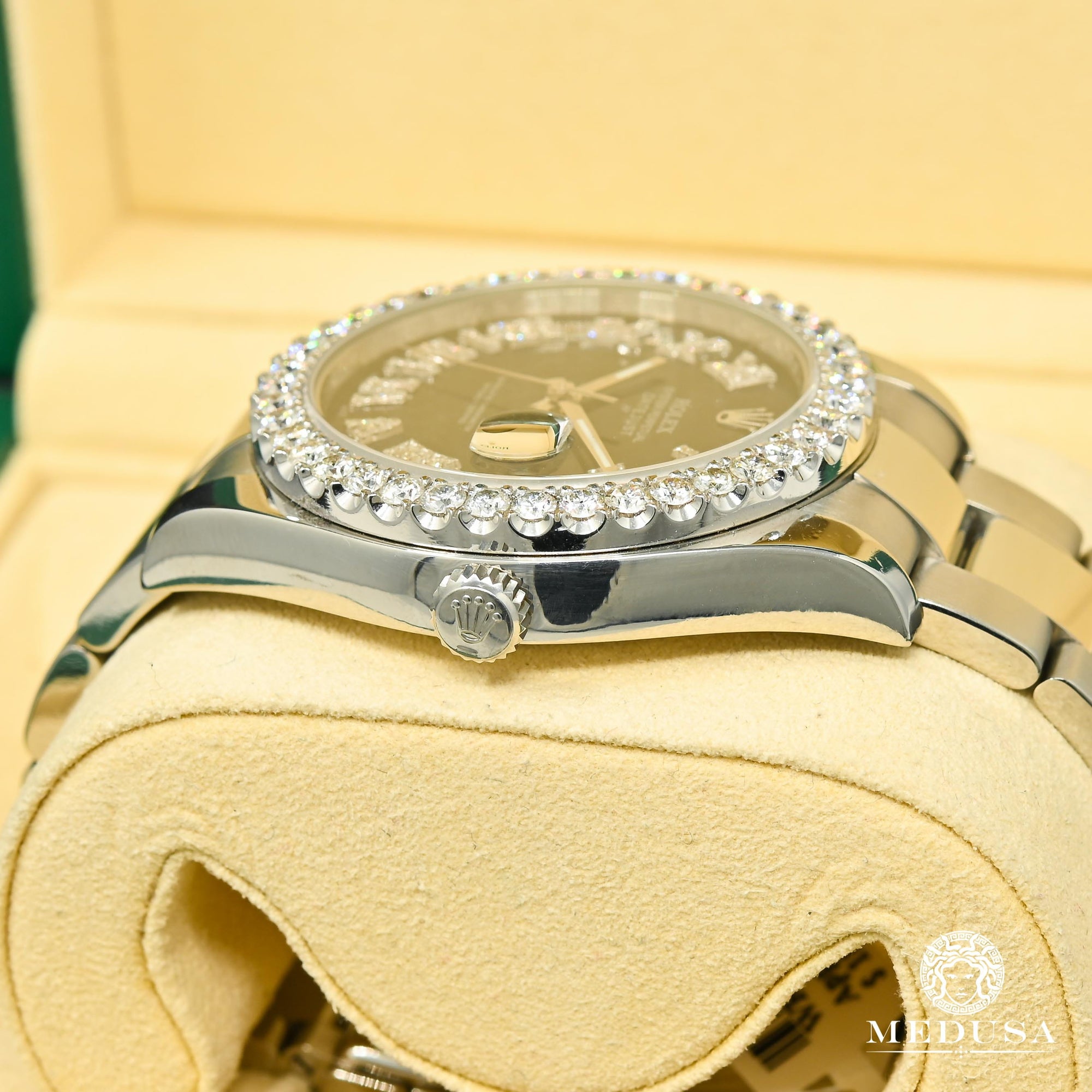 Montre Rolex | Montre Homme Rolex Datejust 41mm - Black Romain Iced Stainless