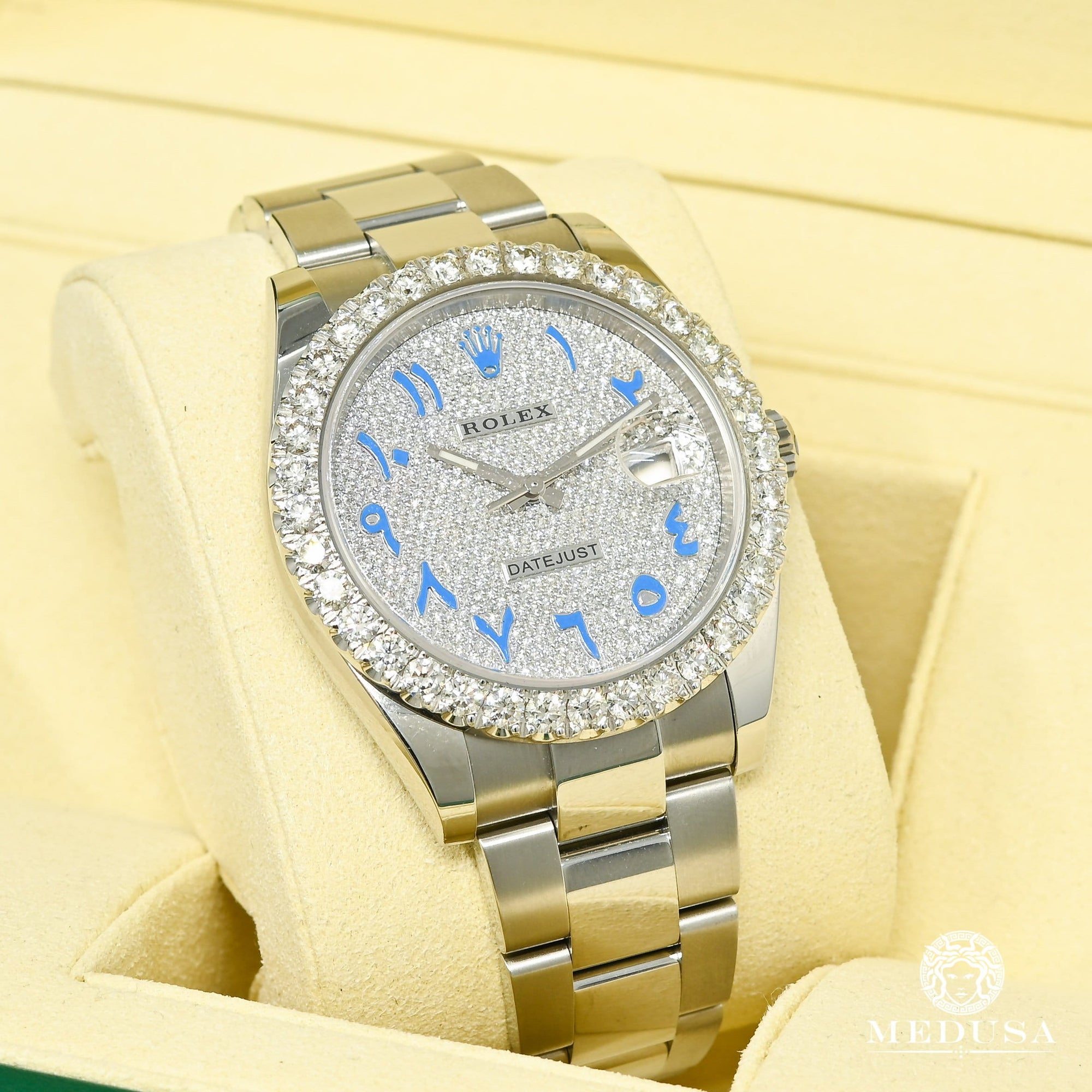Rolex watch | Rolex Datejust 41mm Men&#39;s Watch - Blue Arabic Iced Stainless