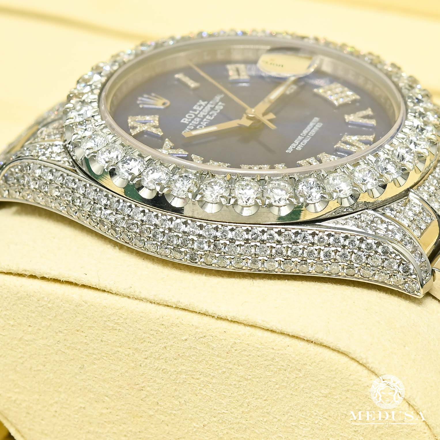 Montre Rolex | Montre Homme Rolex Datejust 41mm - Blue Romain Full Iced Stainless