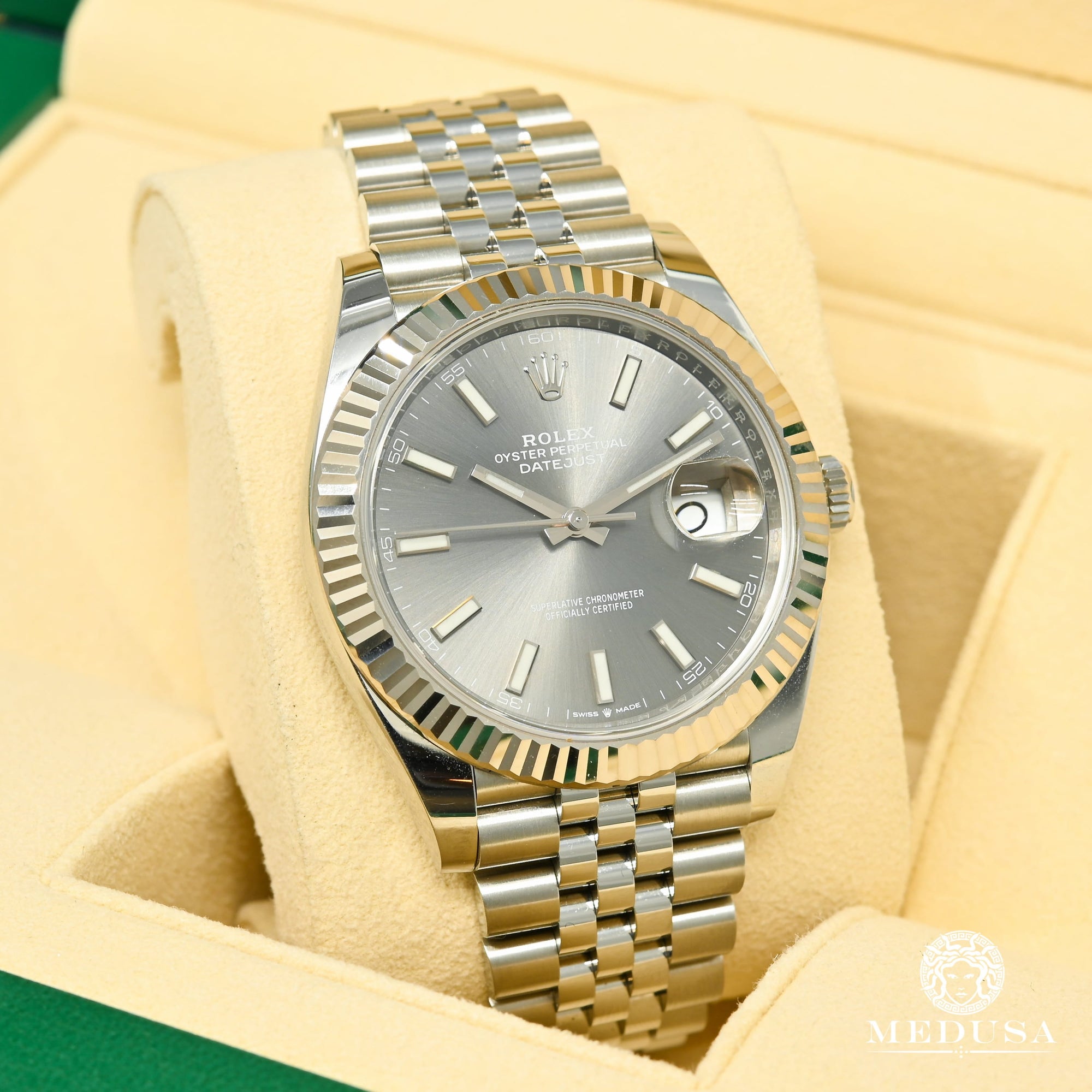 Montre Rolex | Montre Homme Rolex Datejust 41mm - Fluted Jubilee Rhodium Or Blanc