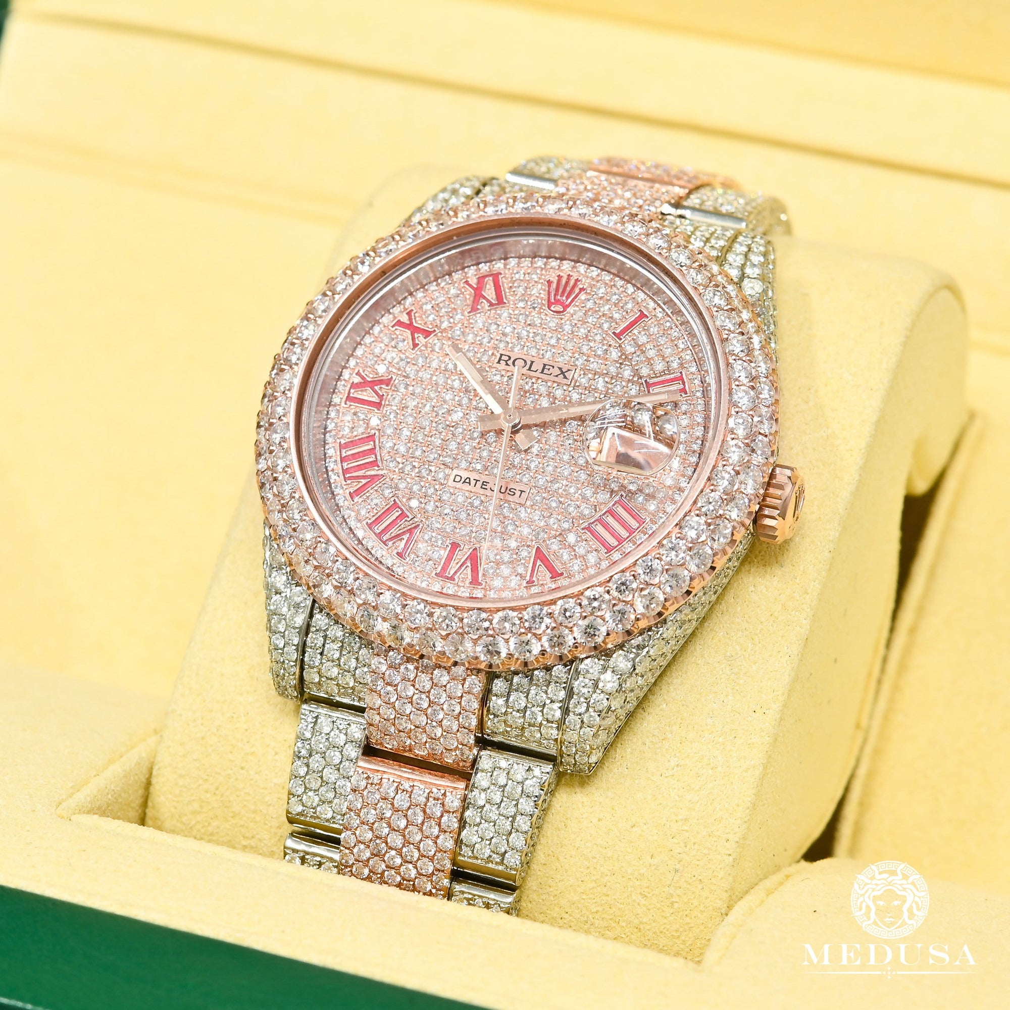 Montre Rolex | Montre Homme Rolex Datejust 41mm - Full Honeycomb Everose Or Rose 2 Tons