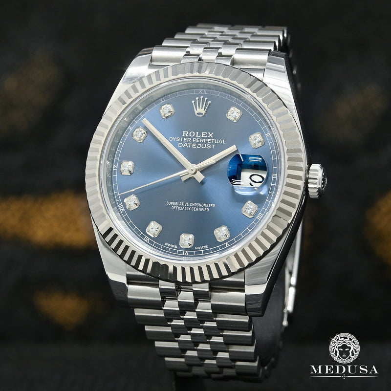 Rolex watch | Men&#39;s Rolex Datejust Watch 41mm - Jubilee Factory Blue Diamond White Gold