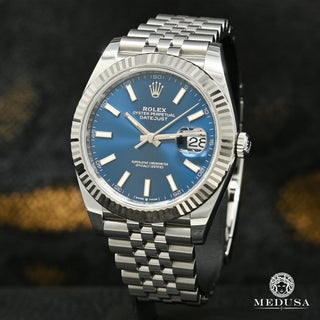 Rolex Datejust 41mm - Jubilee Fluted Blue Stick - Or Blanc