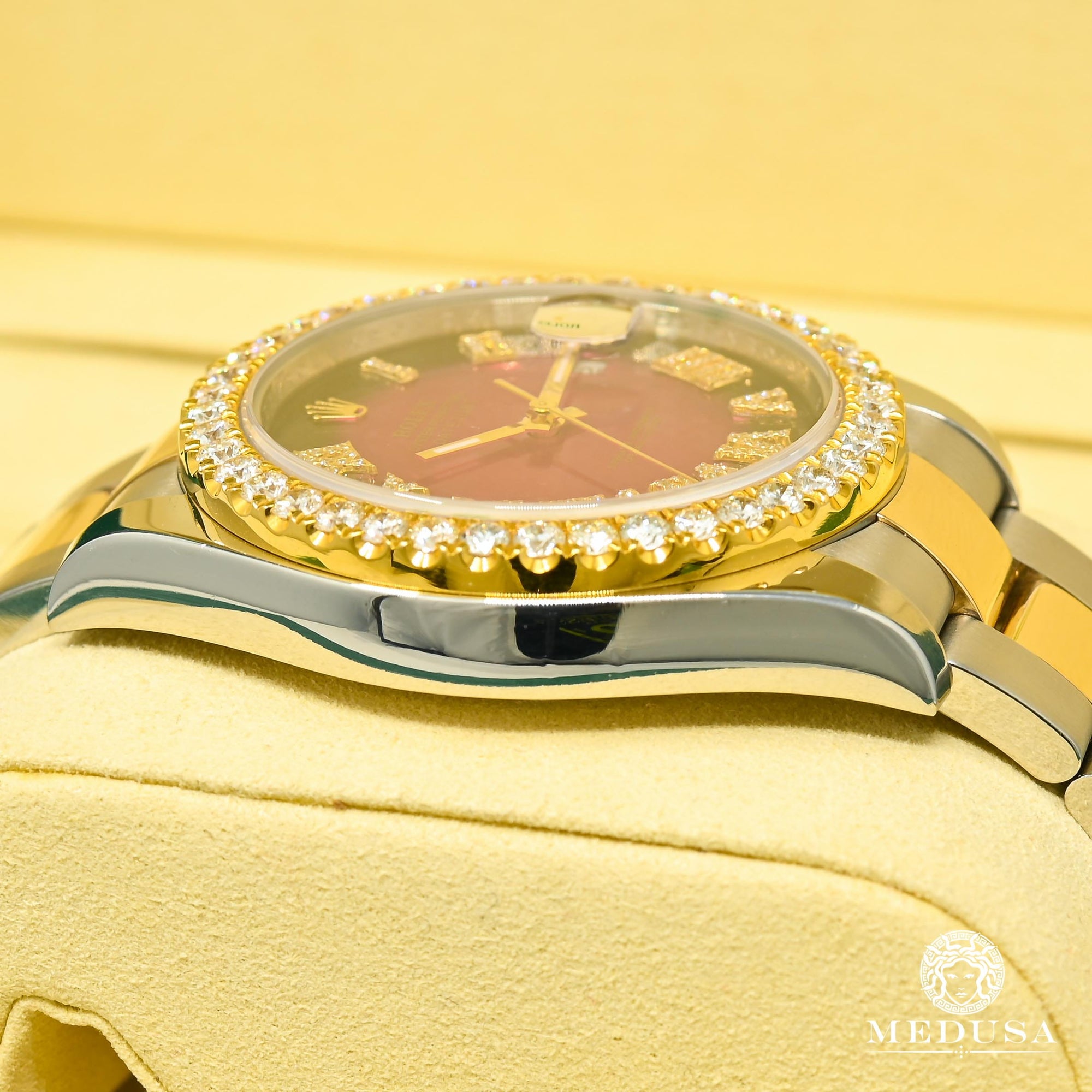 Montre Rolex | Montre Homme Rolex Datejust 41mm - Oyster Romain Rouge Or 2 Tons