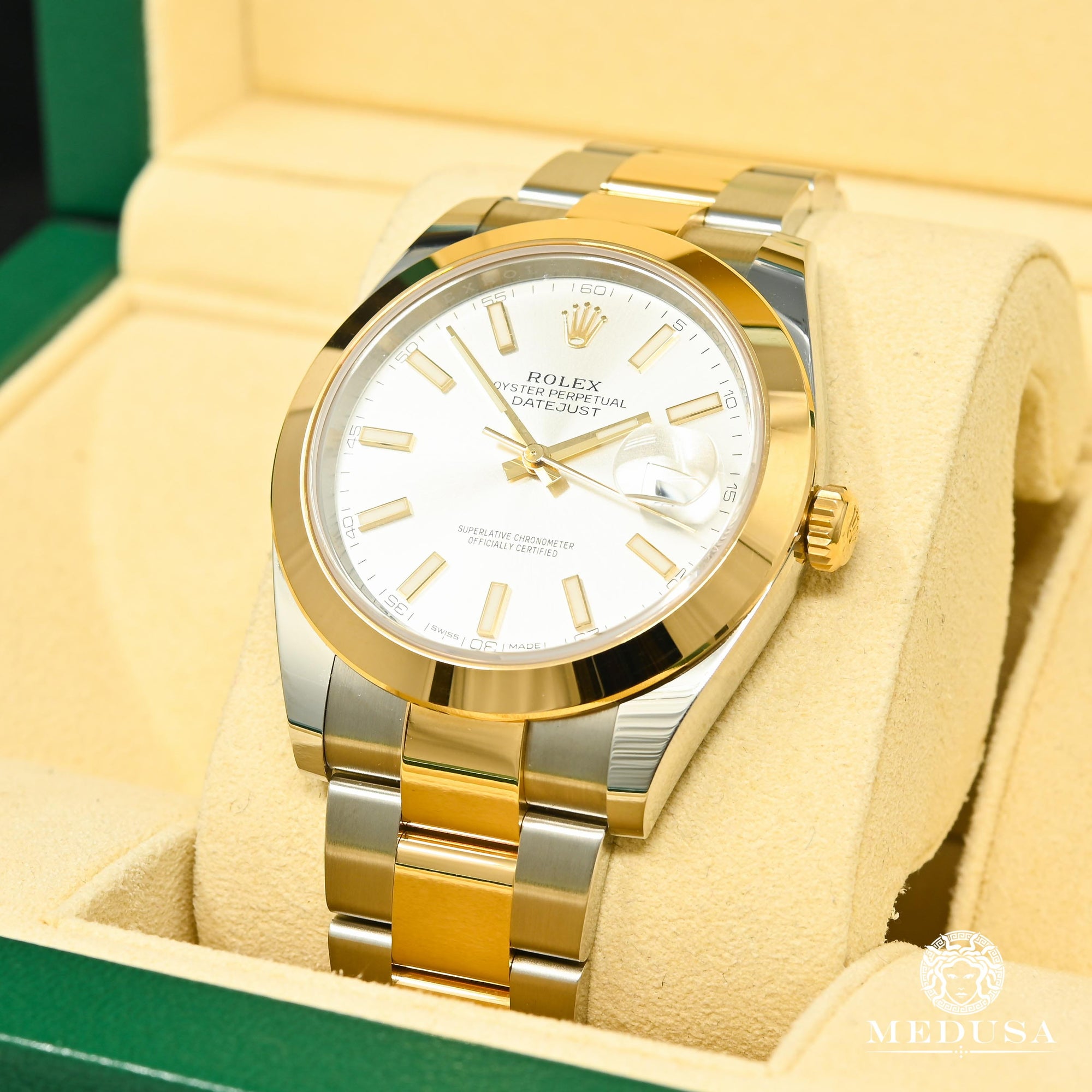 Rolex watch | Men&#39;s Rolex Datejust Watch 41mm - Silver Stick Dial Gold 2 Tones