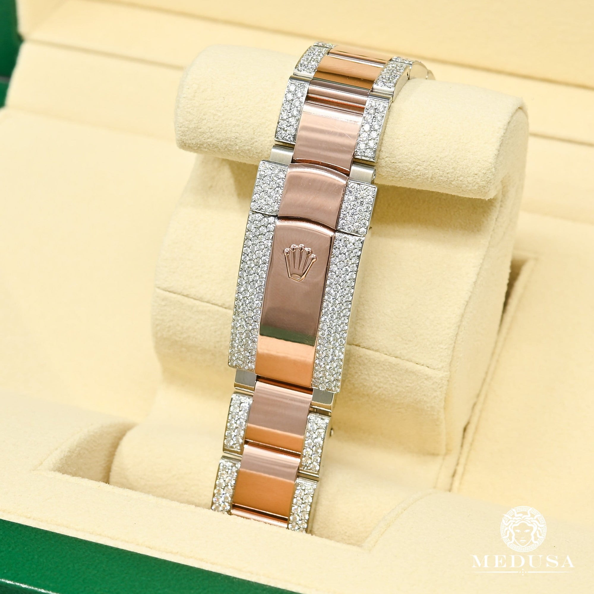 Montre Rolex | Montre Homme Rolex Datejust 41mm - Wimbledon Fluted Everose Iced Or Rose 2 Tons
