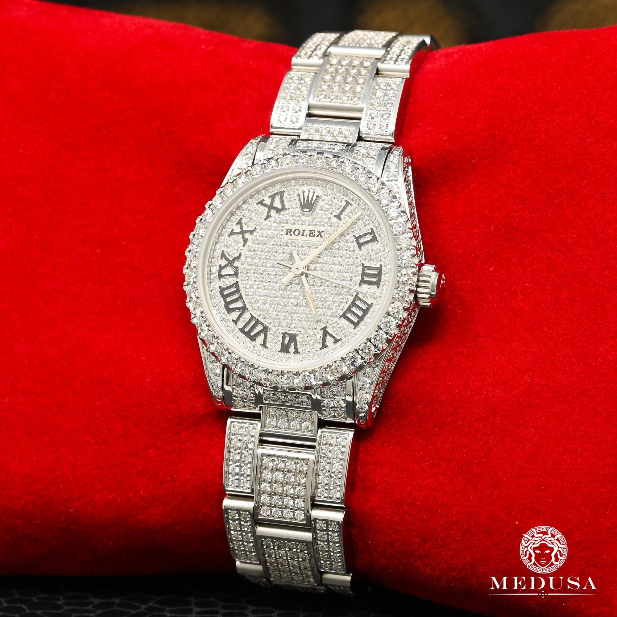 Montre Rolex | Montre Femme Rolex Oyster Perpetual 31mm - Full Iced Out Stainless
