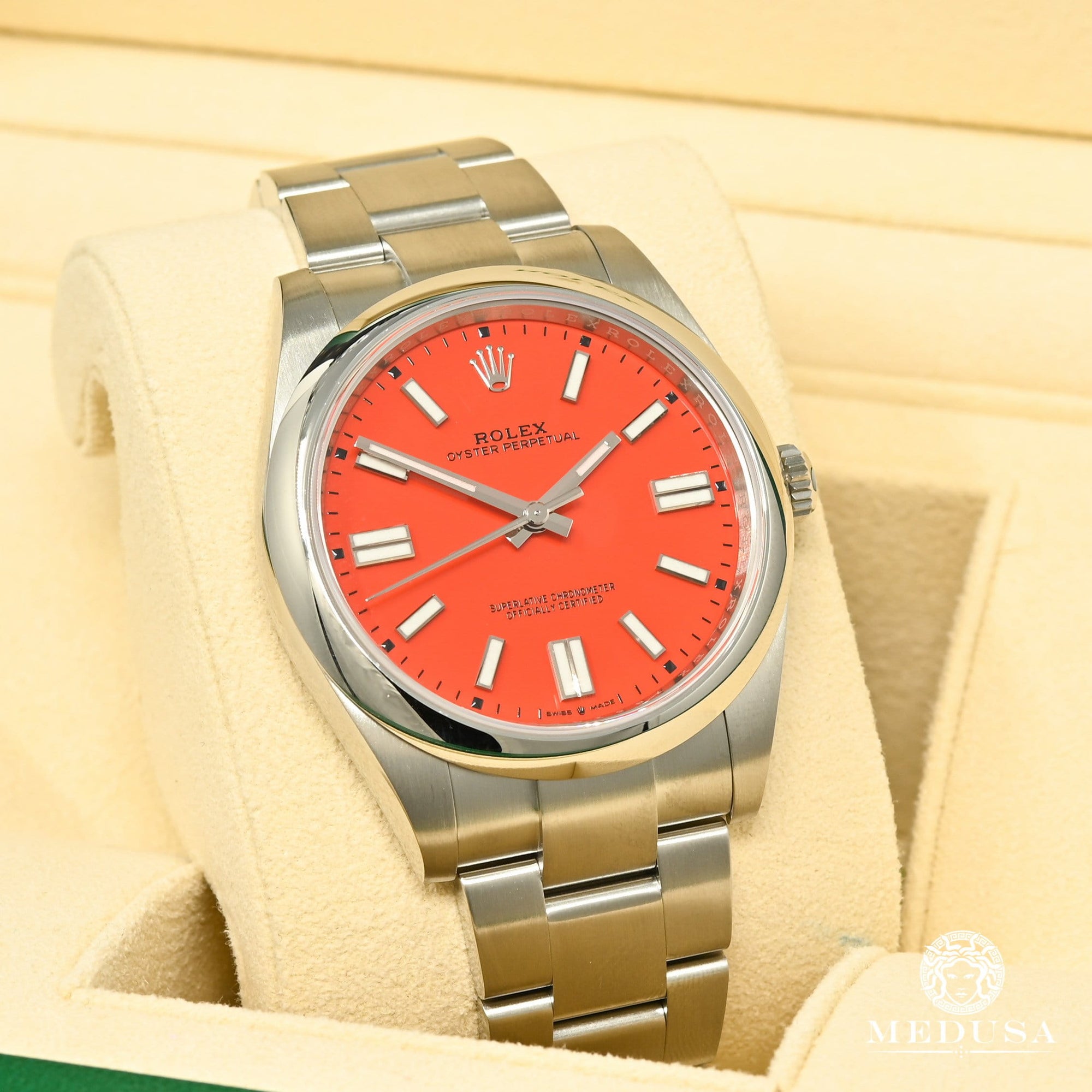 Rolex watch | Rolex Oyster Perpetual 41mm Men&#39;s Watch - Red Stainless