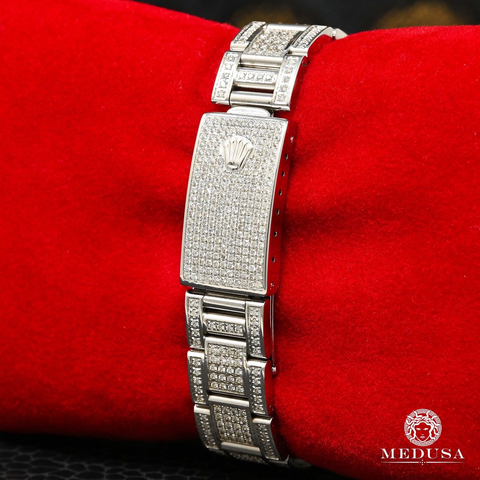 Rolex watch | Rolex Oyster Perpetual Date 31mm Women&#39;s Watch - Full Iced Out Stainless