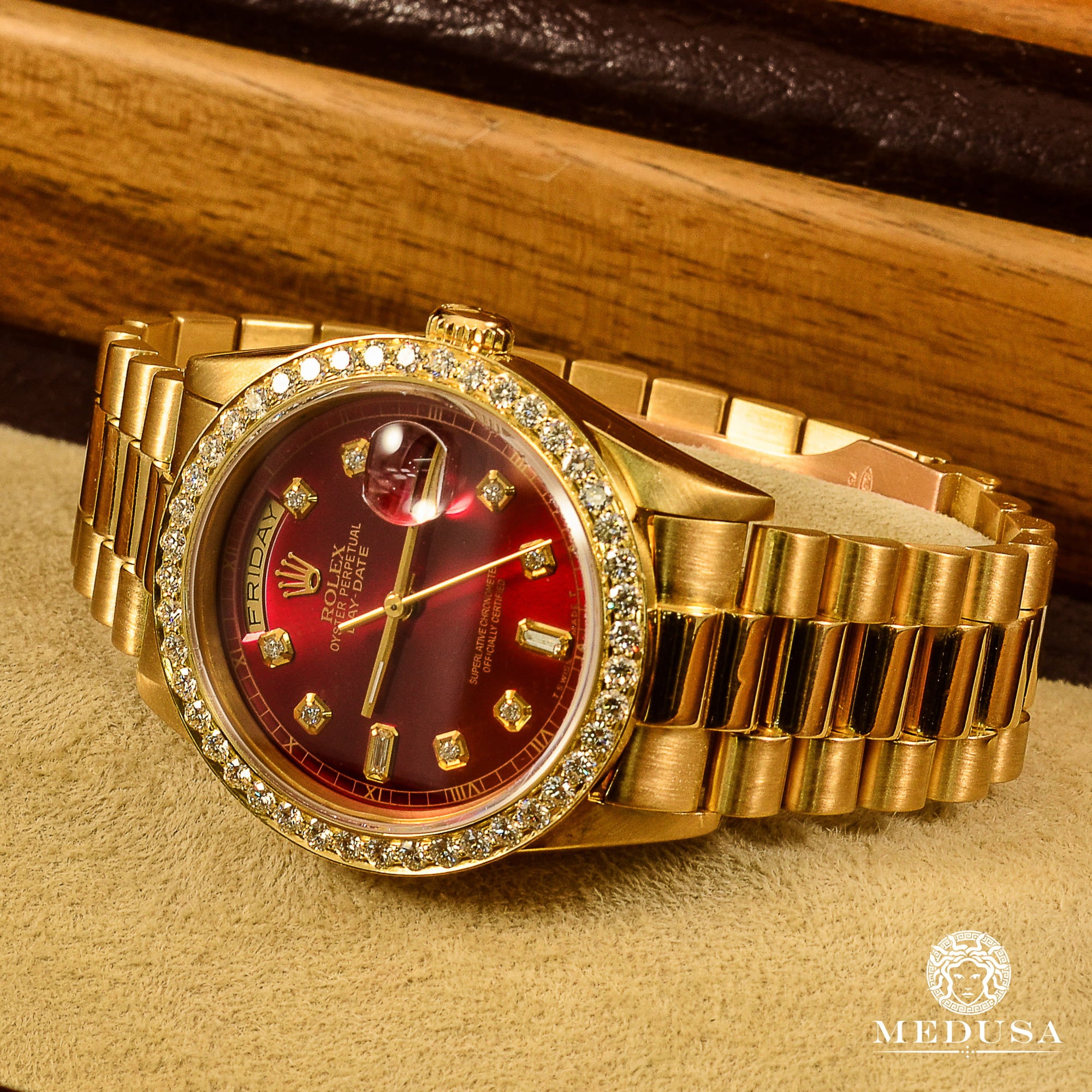 Rolex watch | Rolex President Day-Date Men&#39;s Watch 36mm - Baguette Red Baguette/Yellow Gold