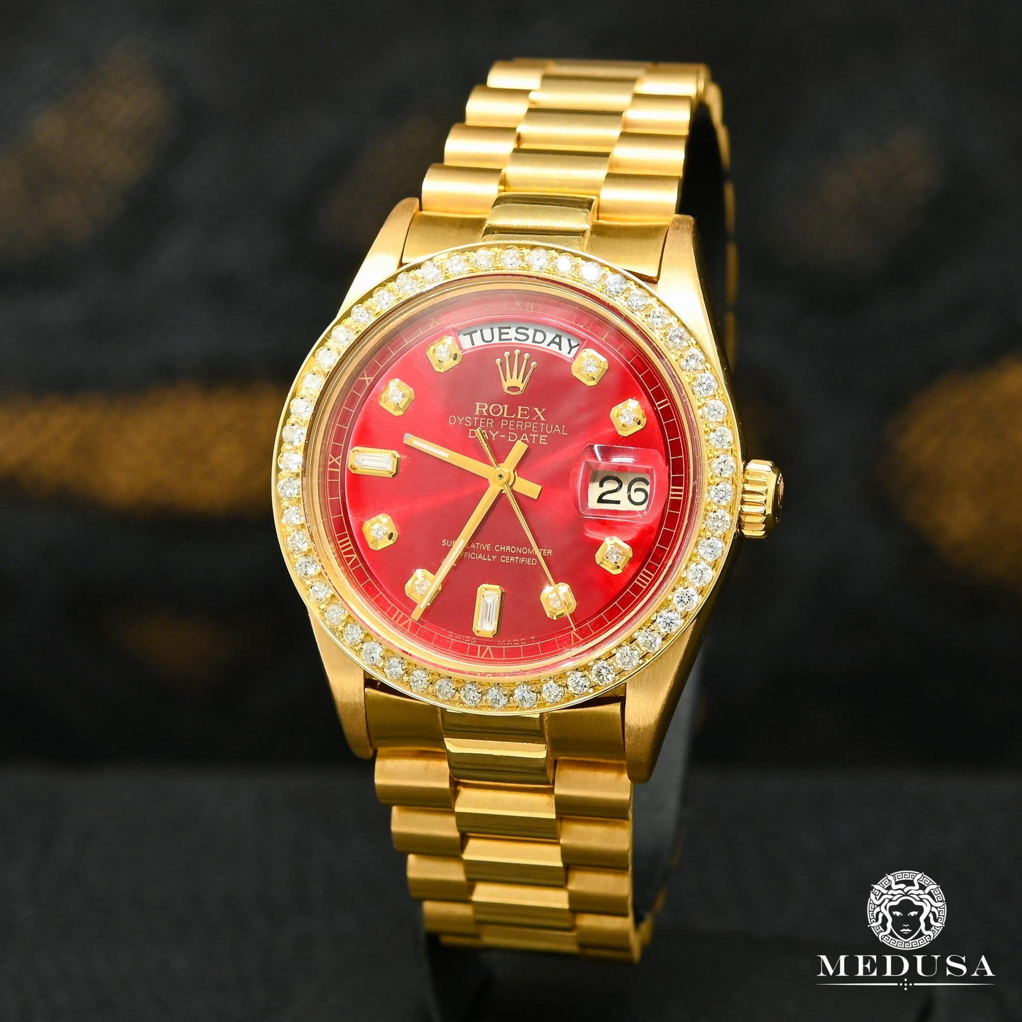 Rolex watch | Rolex President Day-Date Men's Watch 36mm - Baguette Red Baguette/Yellow Gold
