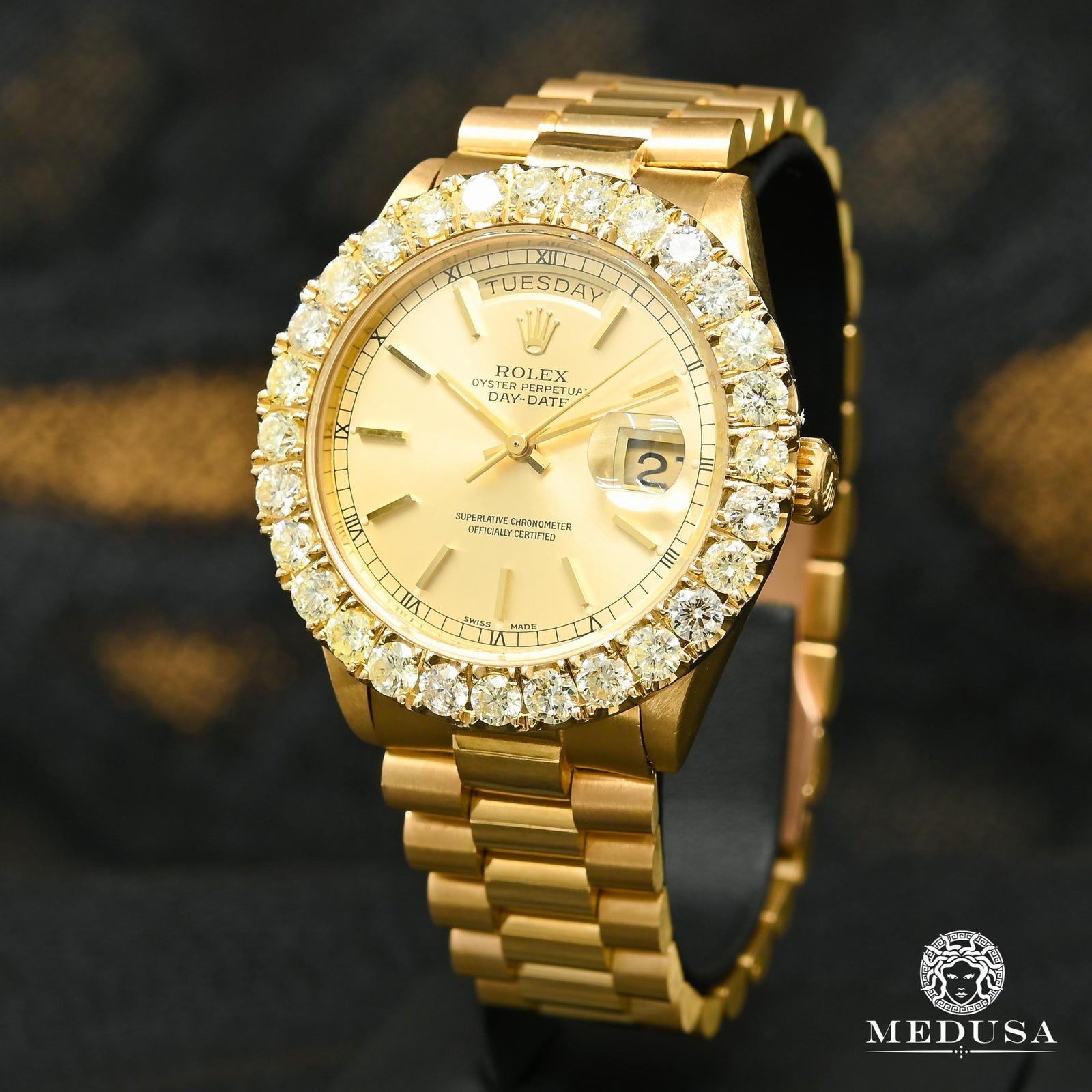 Rolex watch | Rolex President Day-Date Men's Watch 36mm - Iced Champagne Yellow Gold