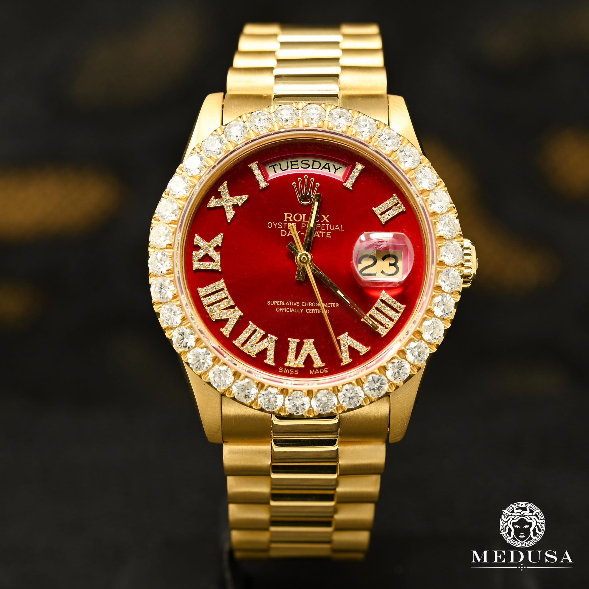Montre Rolex | Montre Homme Rolex President Day-Date 36mm - Romain Rouge Romain / Or Jaune