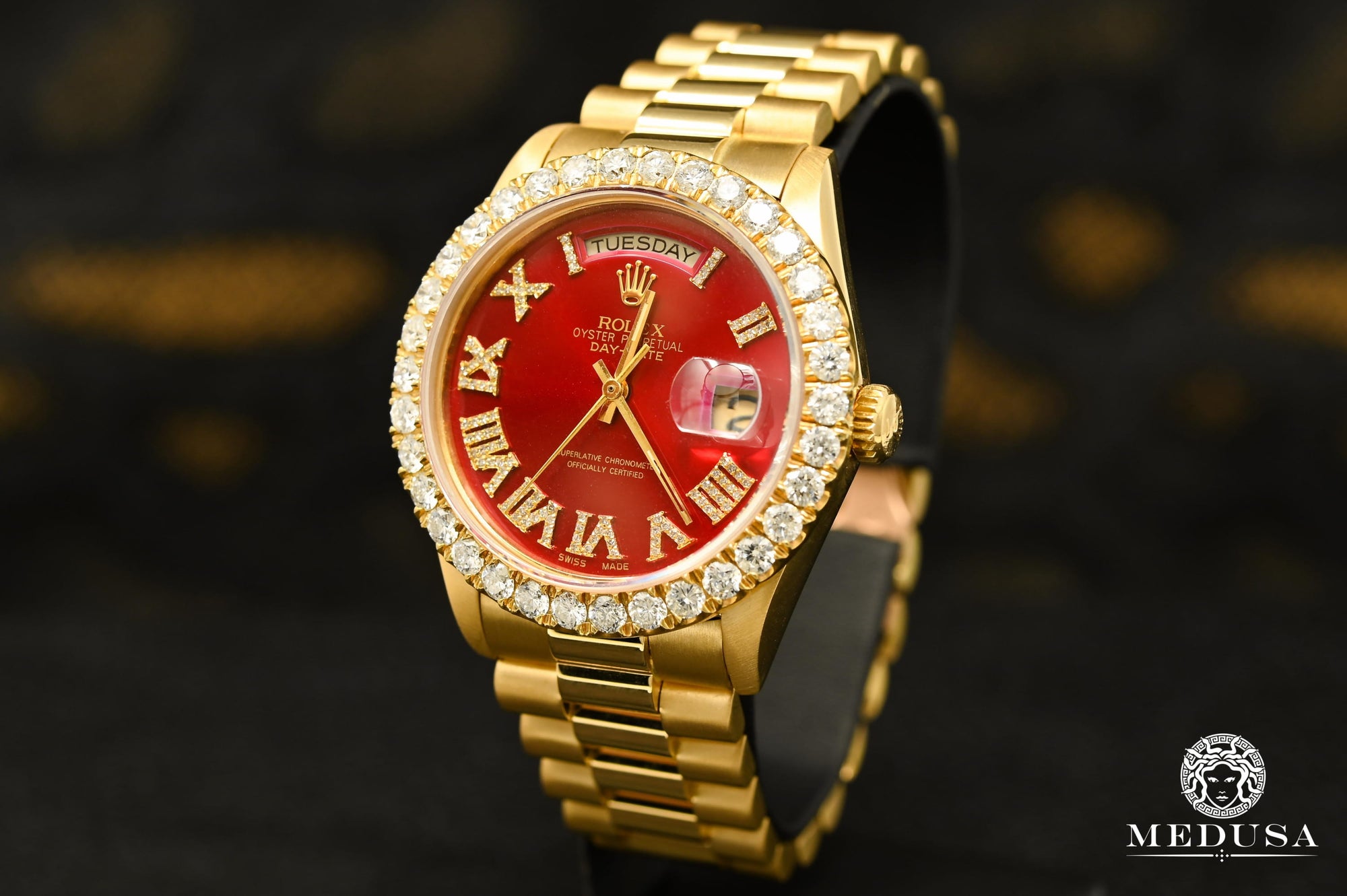 Montre Rolex | Montre Homme Rolex President Day-Date 36mm - Romain Rouge Romain / Or Jaune