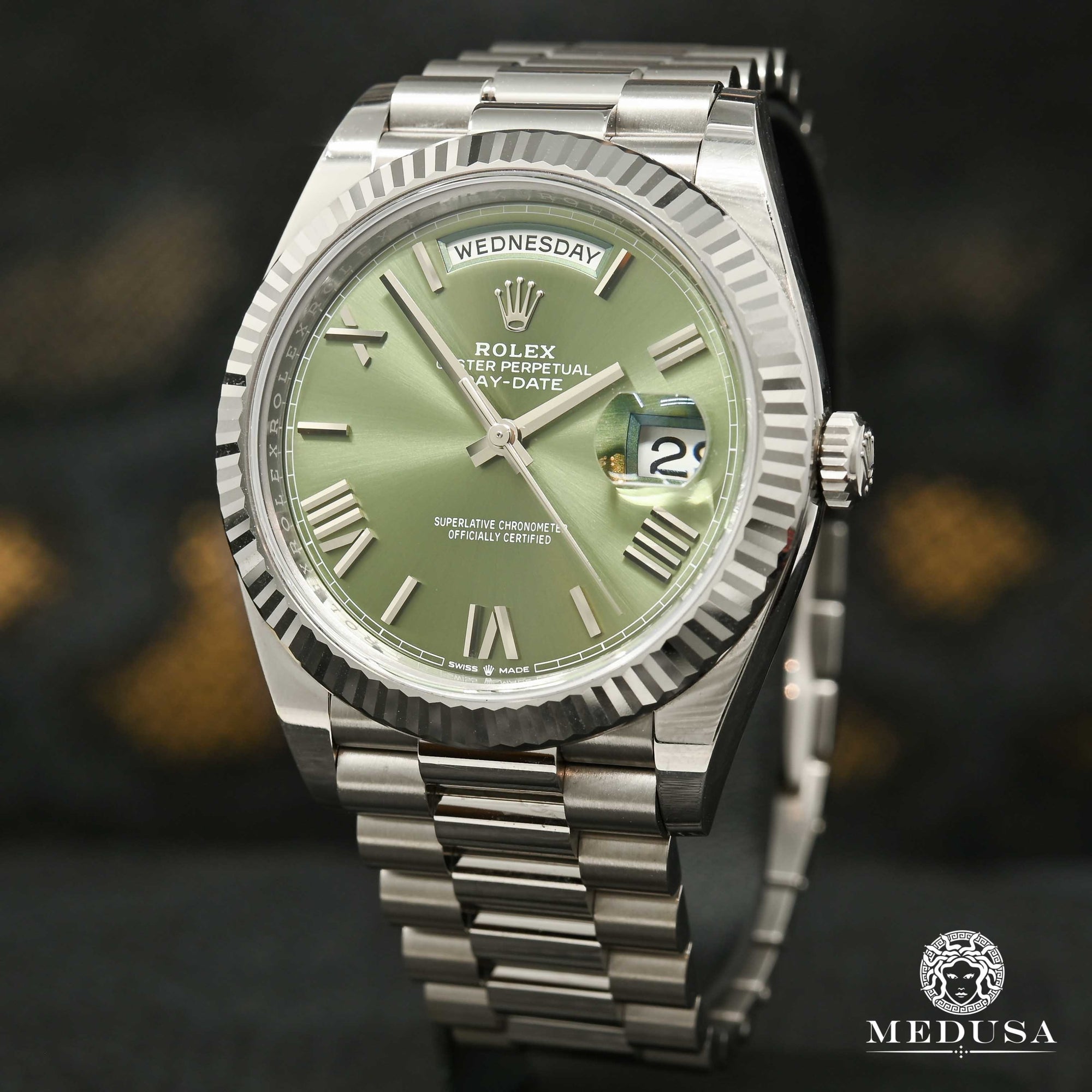 Montre Rolex | Montre Homme Rolex President Day - Date 40mm - Olive White Gold Or Blanc