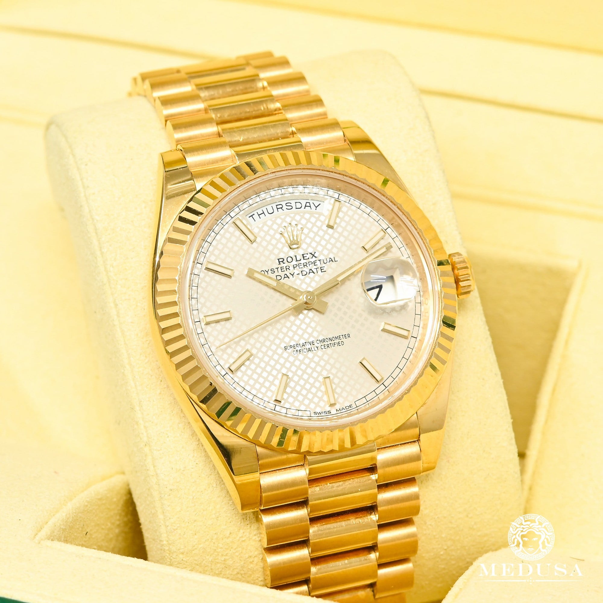 Montre Rolex | Montre Homme Rolex President Day-Date 40mm - White Diagonal Or Jaune