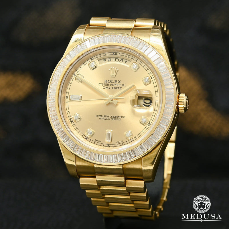 Rolex watch | Men&#39;s Rolex President Day-Date Watch 41mm - Factory Baguette Yellow Gold