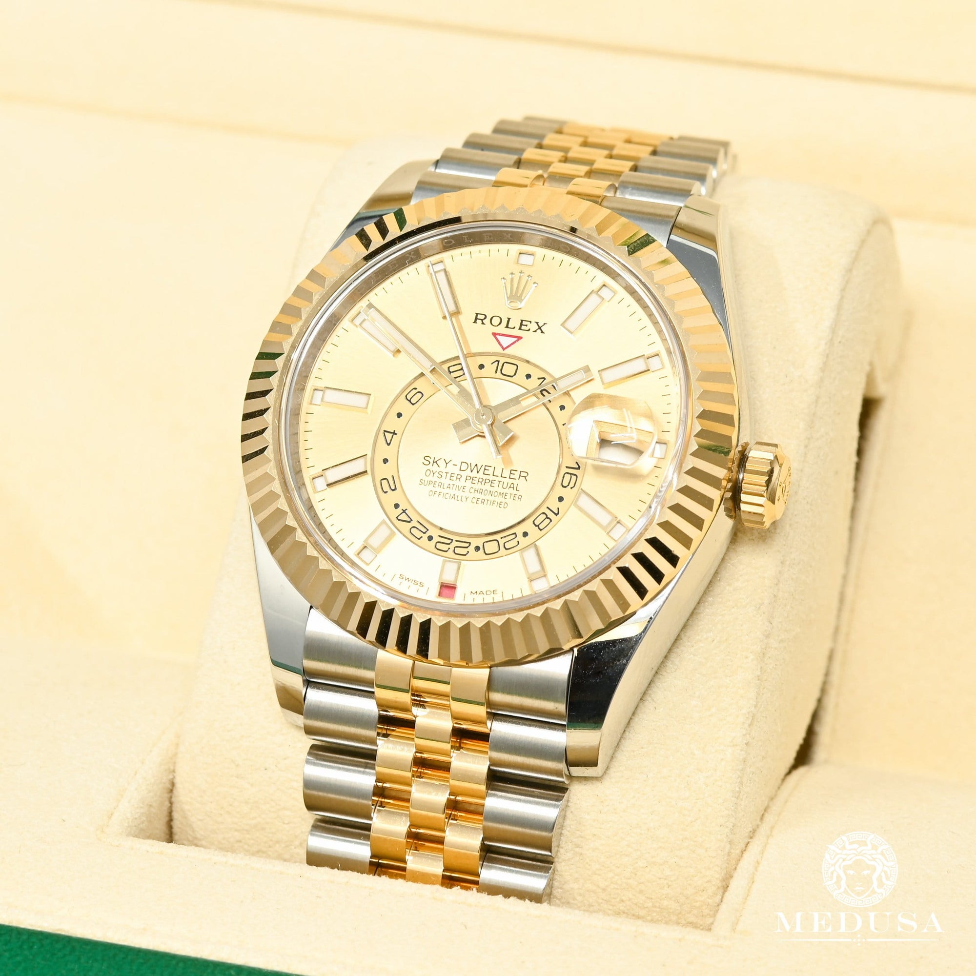 Montre Rolex | Montre Homme Rolex Sky-Dweller 42mm - Champagne Jubilee Or 2 Tons