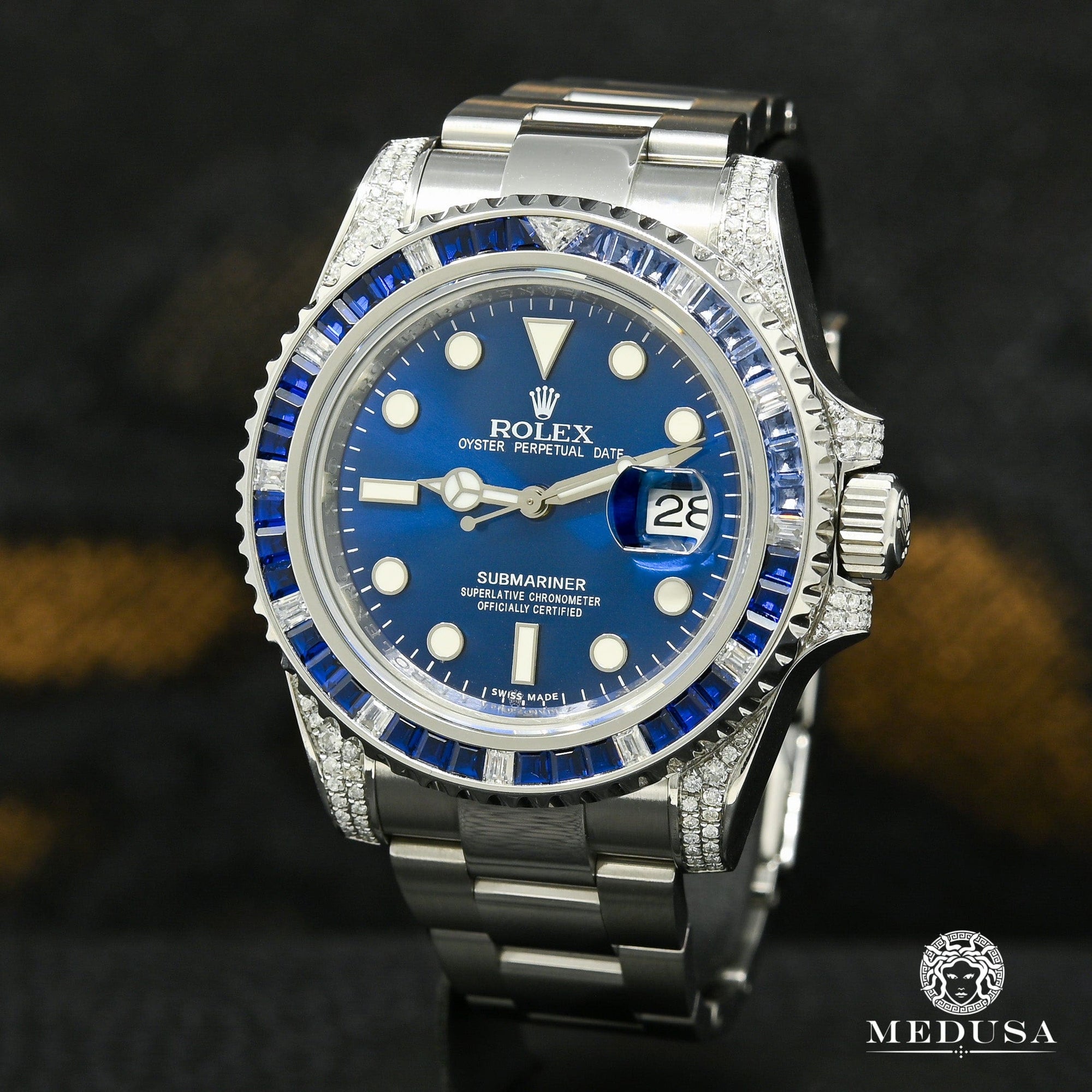 Rolex watch | Rolex Submariner 40mm Men's Watch - Blue Diamond & Sapphire Stainless