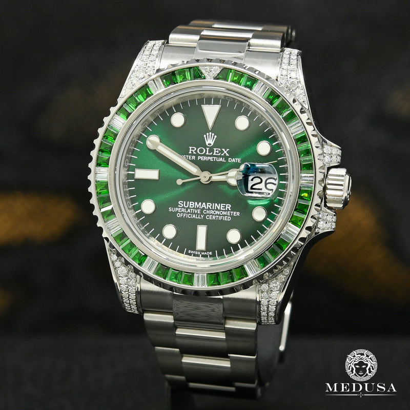 Rolex watch | Rolex Submariner 40mm Men&#39;s Watch - Green Diamond &amp; Emerald Stainless