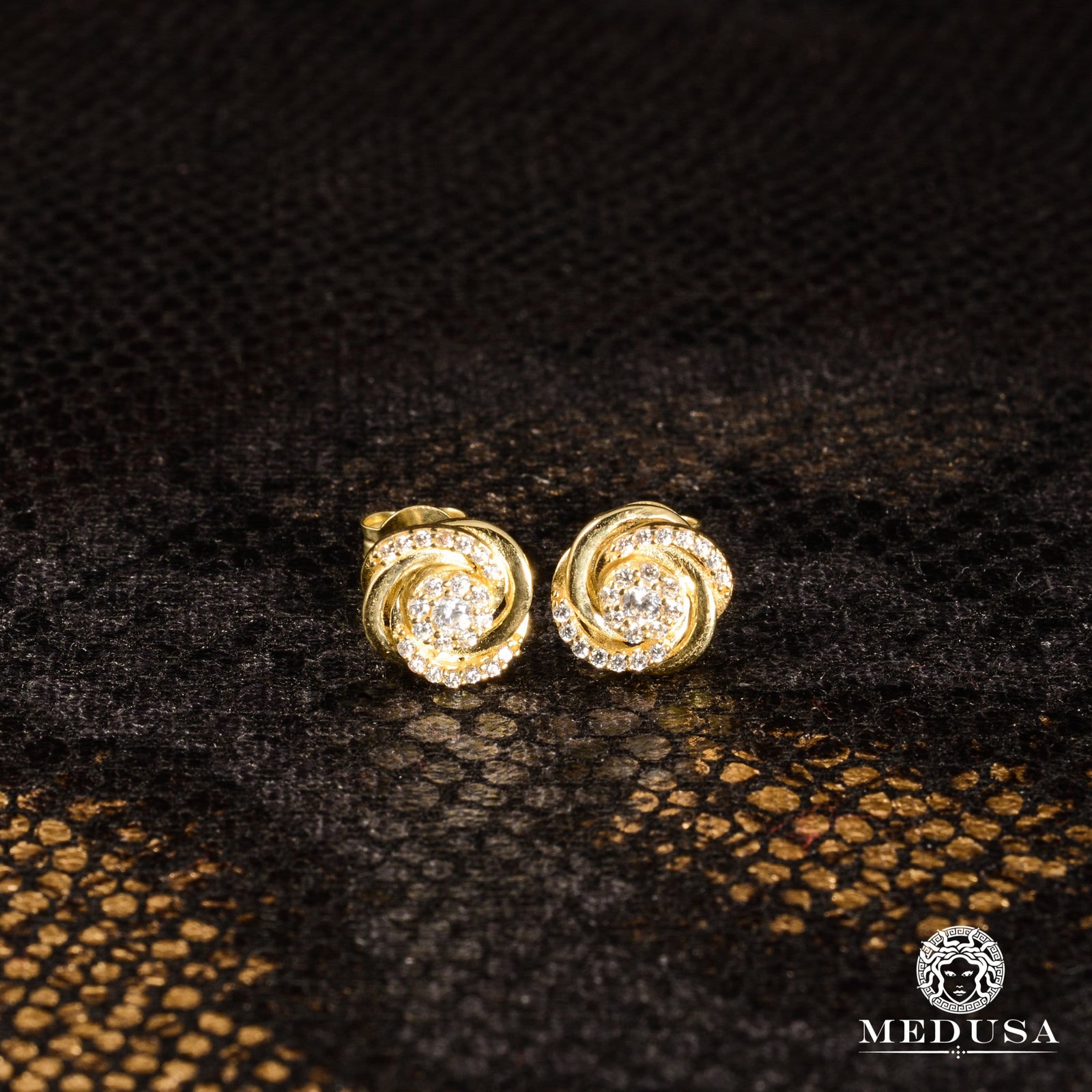 Studs en Or 10K | Boucles d’Oreilles Rose F1 Or Jaune