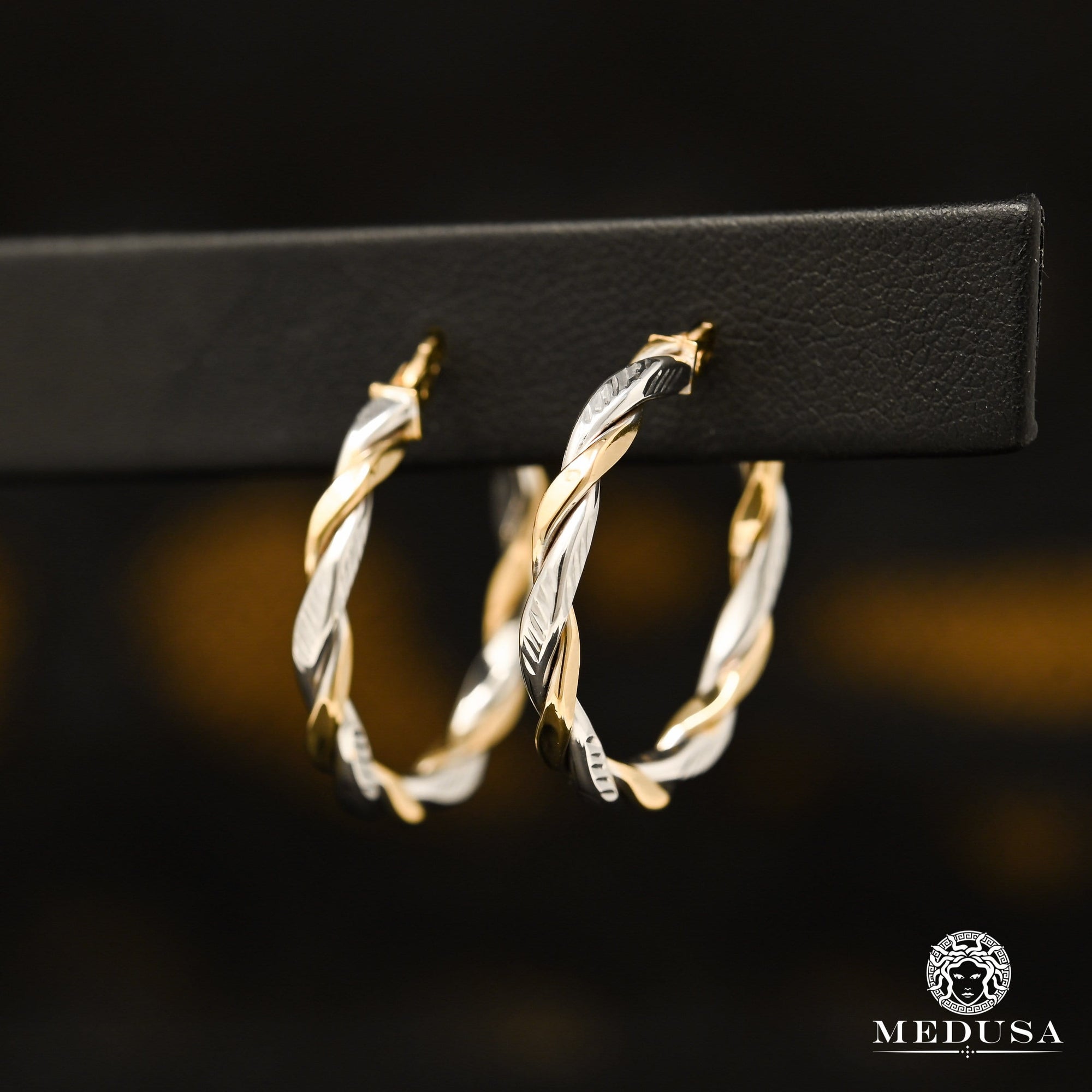 Anneaux en Or 10K | Boucles d’Oreilles Round F19 Or 2 Tons / 25mm