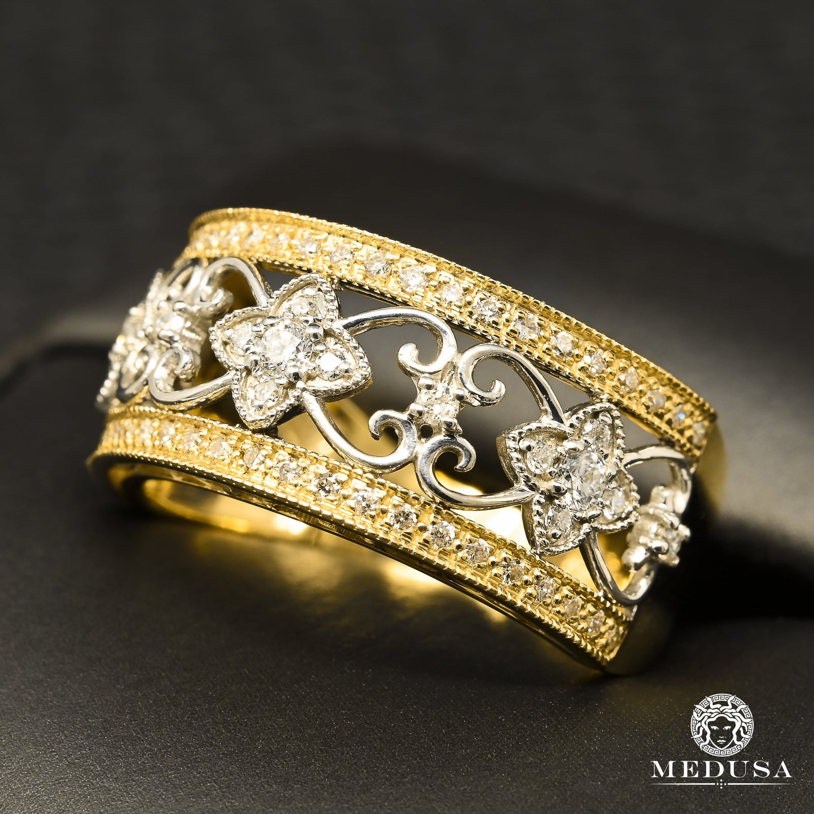 10K Gold Diamond Ring | Spiral D1 Women's Ring - Diamond 0.40CT / 2 Tone Gold