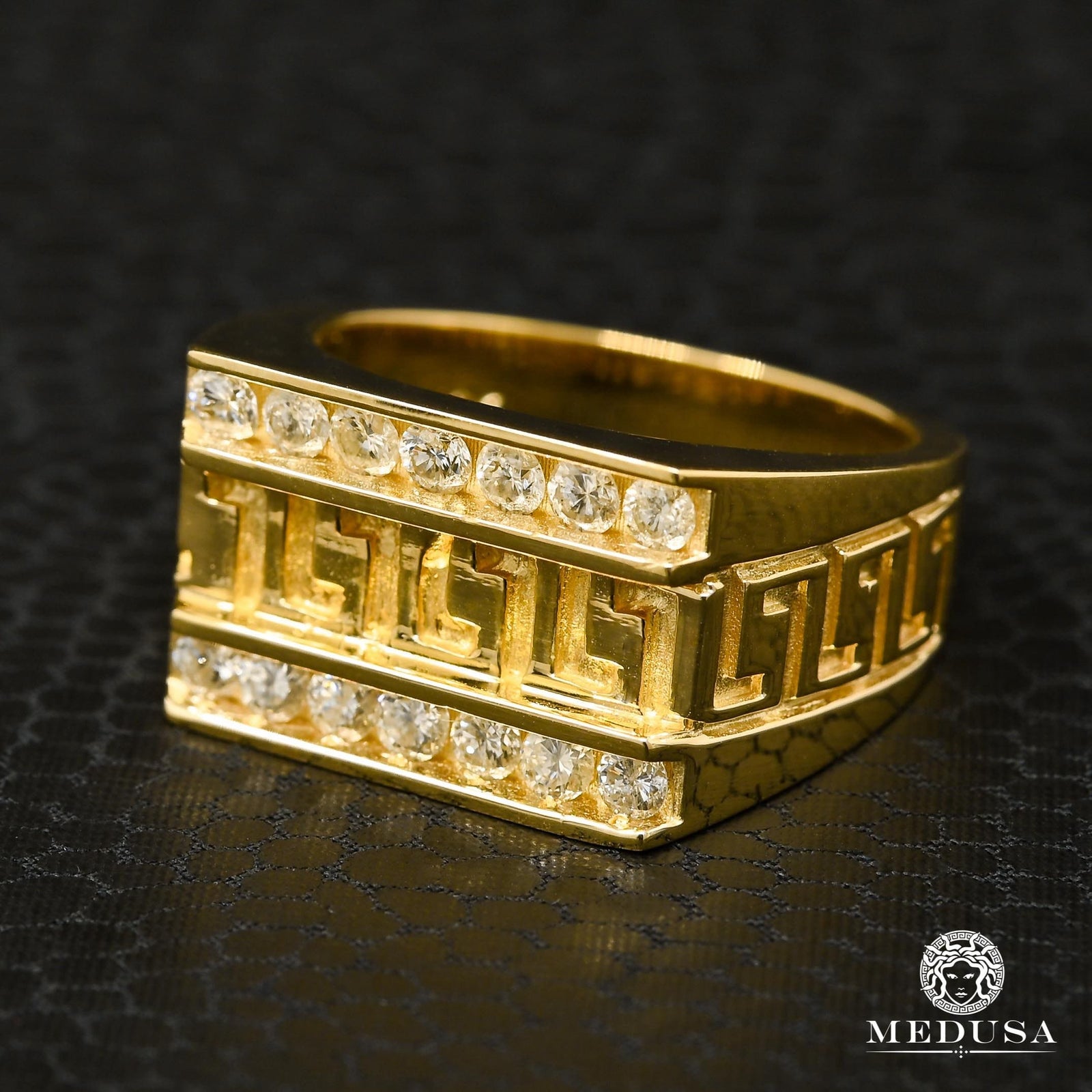 Bague à Diamants en Or 10K | Bague Homme Square D15 - Diamant