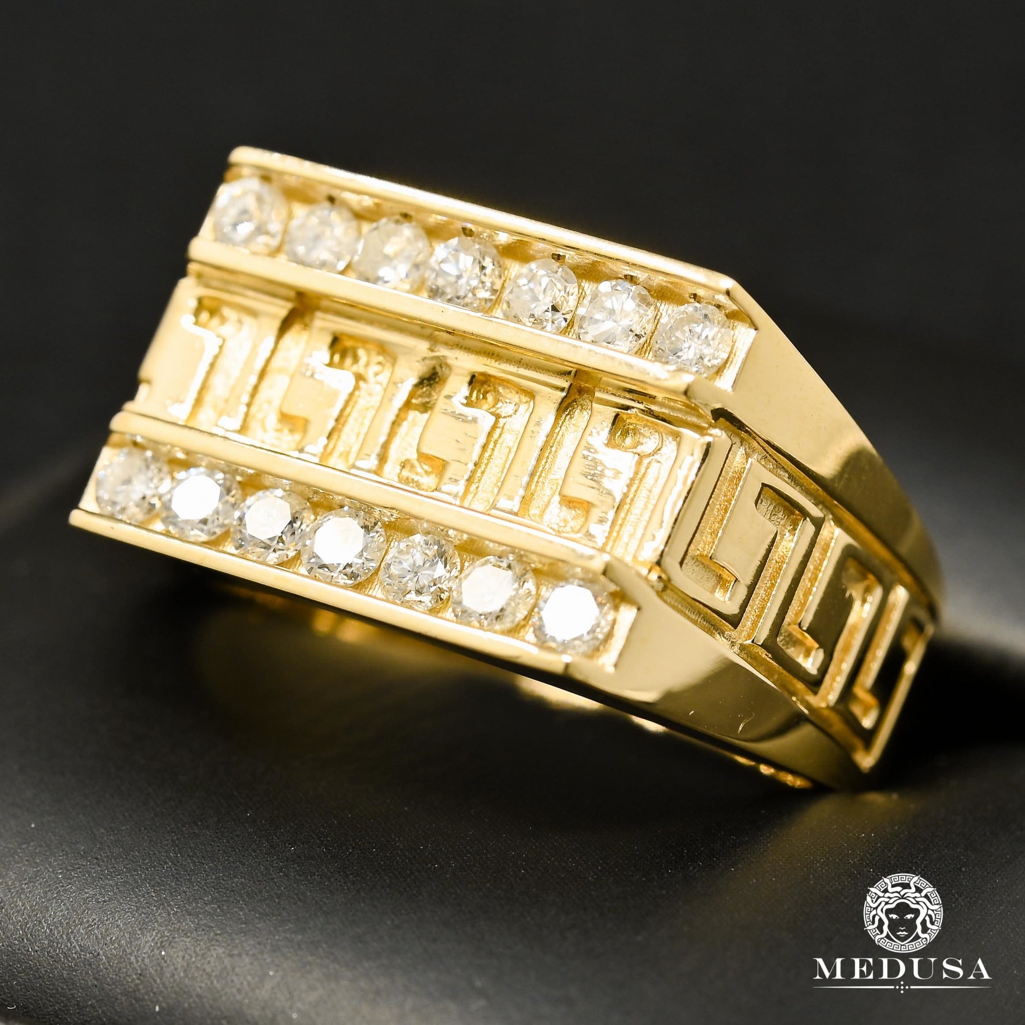 Bague à Diamants en Or 10K | Bague Homme Square D15 - Diamant