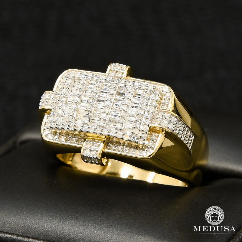 10K Gold Diamond Ring | Square D17 Men&#39;s Ring - 1.00CT Diamond / Yellow Gold