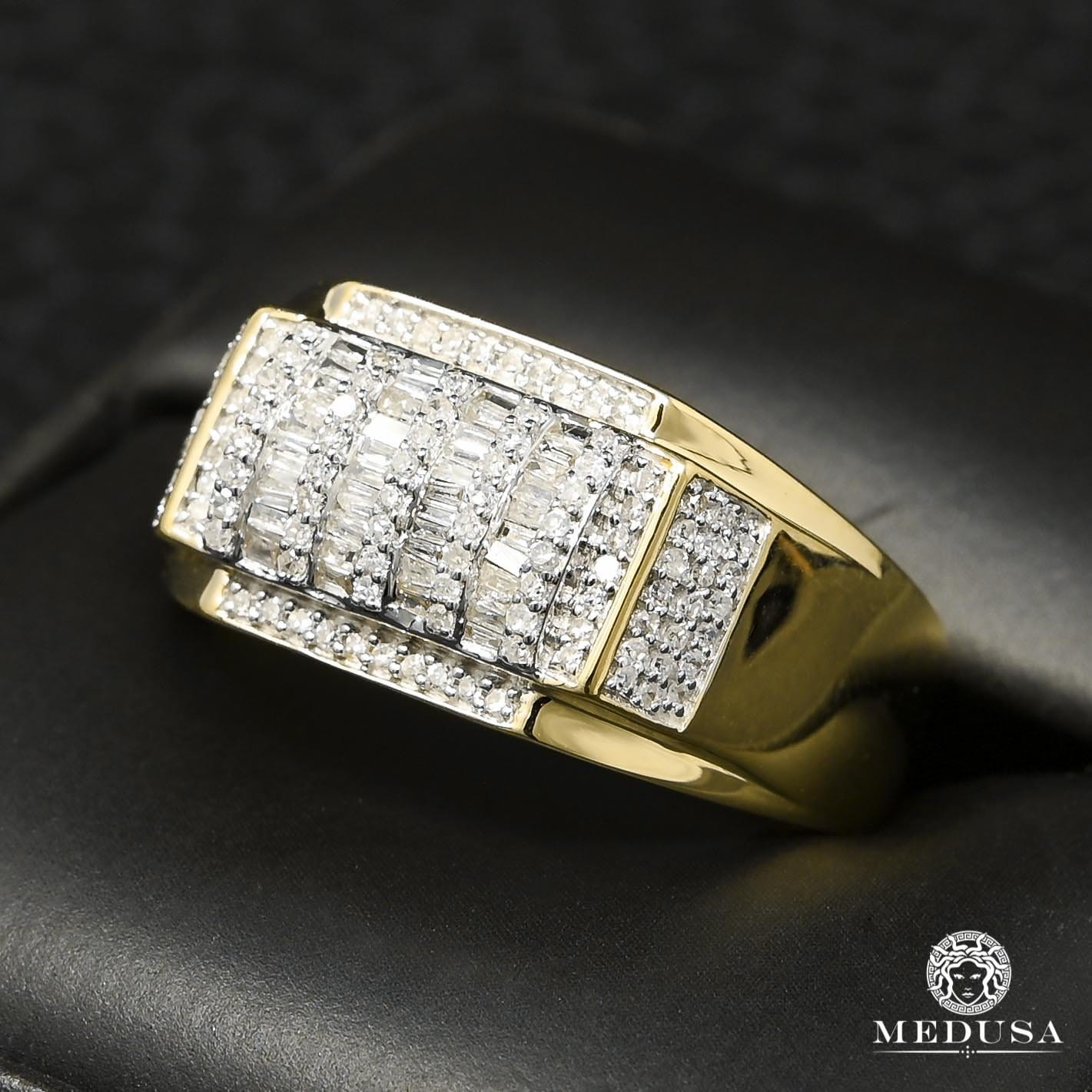 10K Gold Diamond Ring | Square D22 Men's Ring - 60PT Diamond / Yellow Gold